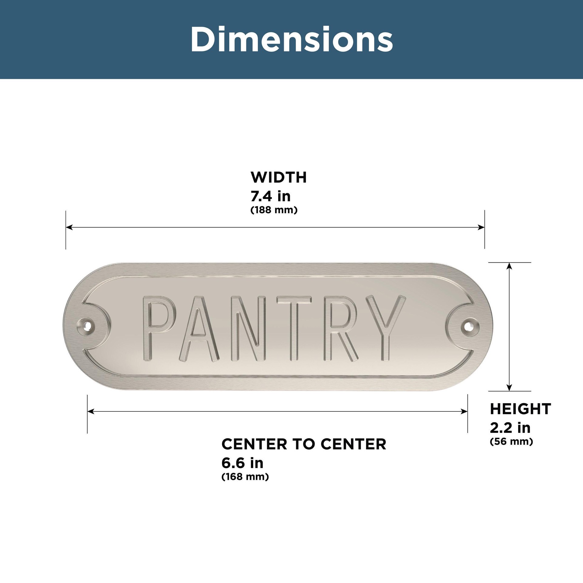 slide 4 of 6, Franklin Brass Pantry Door Sign Satin Nickel 2.2-in H x 7.4-in W Modern Metal Sign, 1 ct