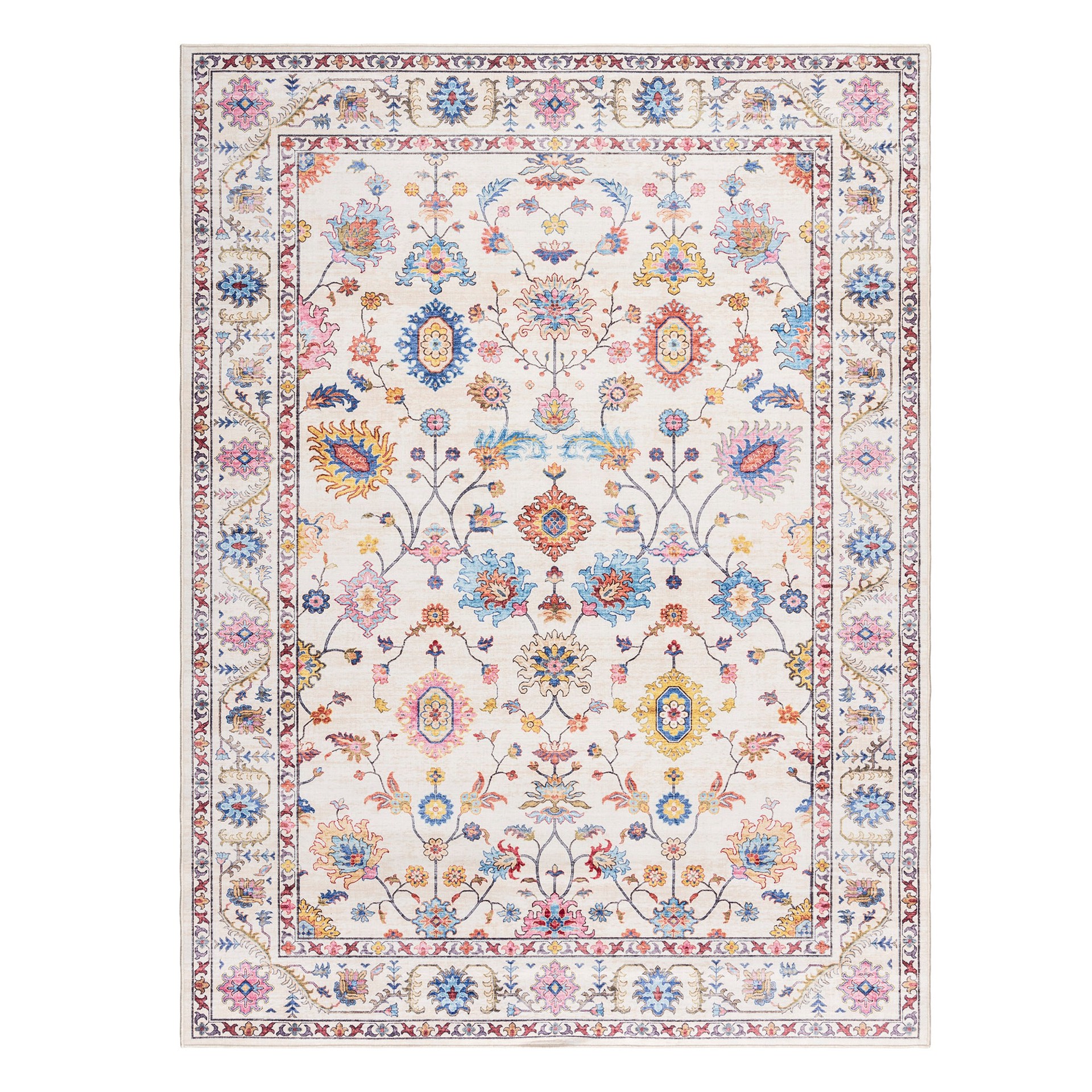 slide 2 of 6, GERTMENIAN 5 x 7 (ft) Loomed Polyester Multicolor Rectangular Indoor Floral/Botanical Oriental Spot Clean Only Pet Friendly Area rug, 1 ct