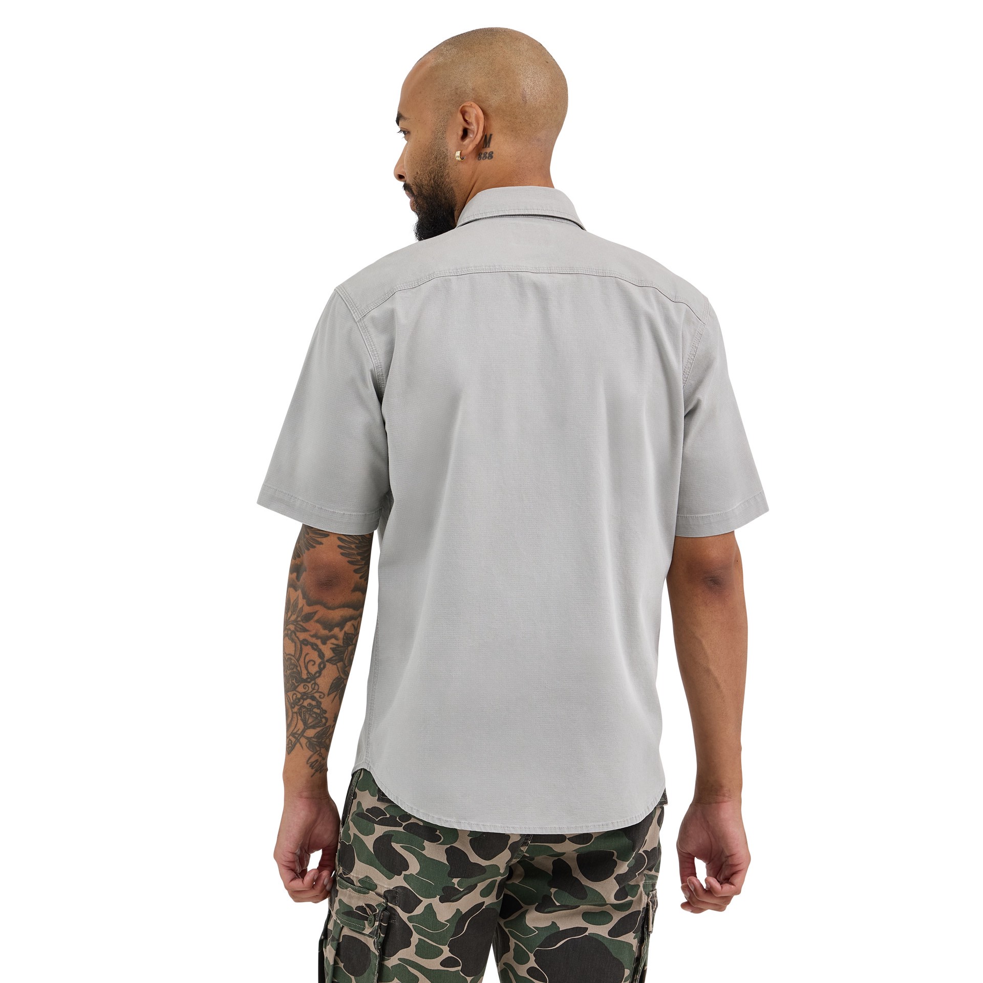 slide 2 of 4, Wrangler Men's Gray Woven Short sleeve Button-down shirt ( Medium ), 1 ct