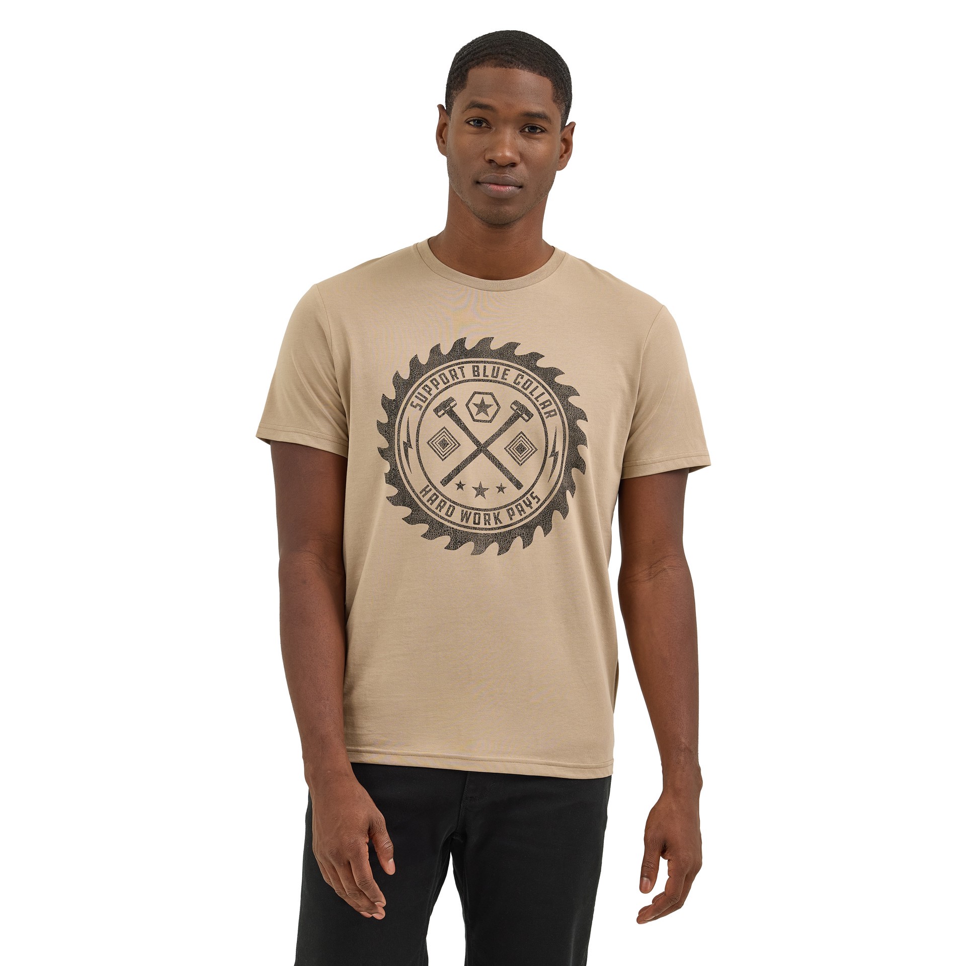 slide 1 of 4, Wrangler Men's Brown Light weight Knit Short sleeve T-shirt ( Large ), 1 ct