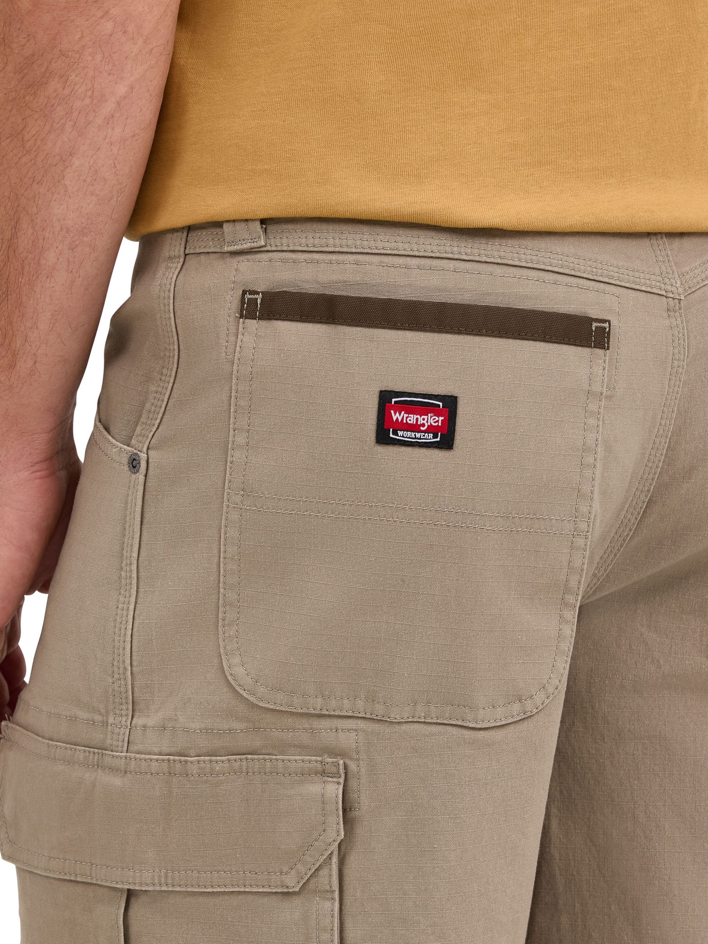 slide 5 of 6, Wrangler Men's Dark Khaki Twill 11-in Carpenter shorts ( Size: 36 ), 1 ct