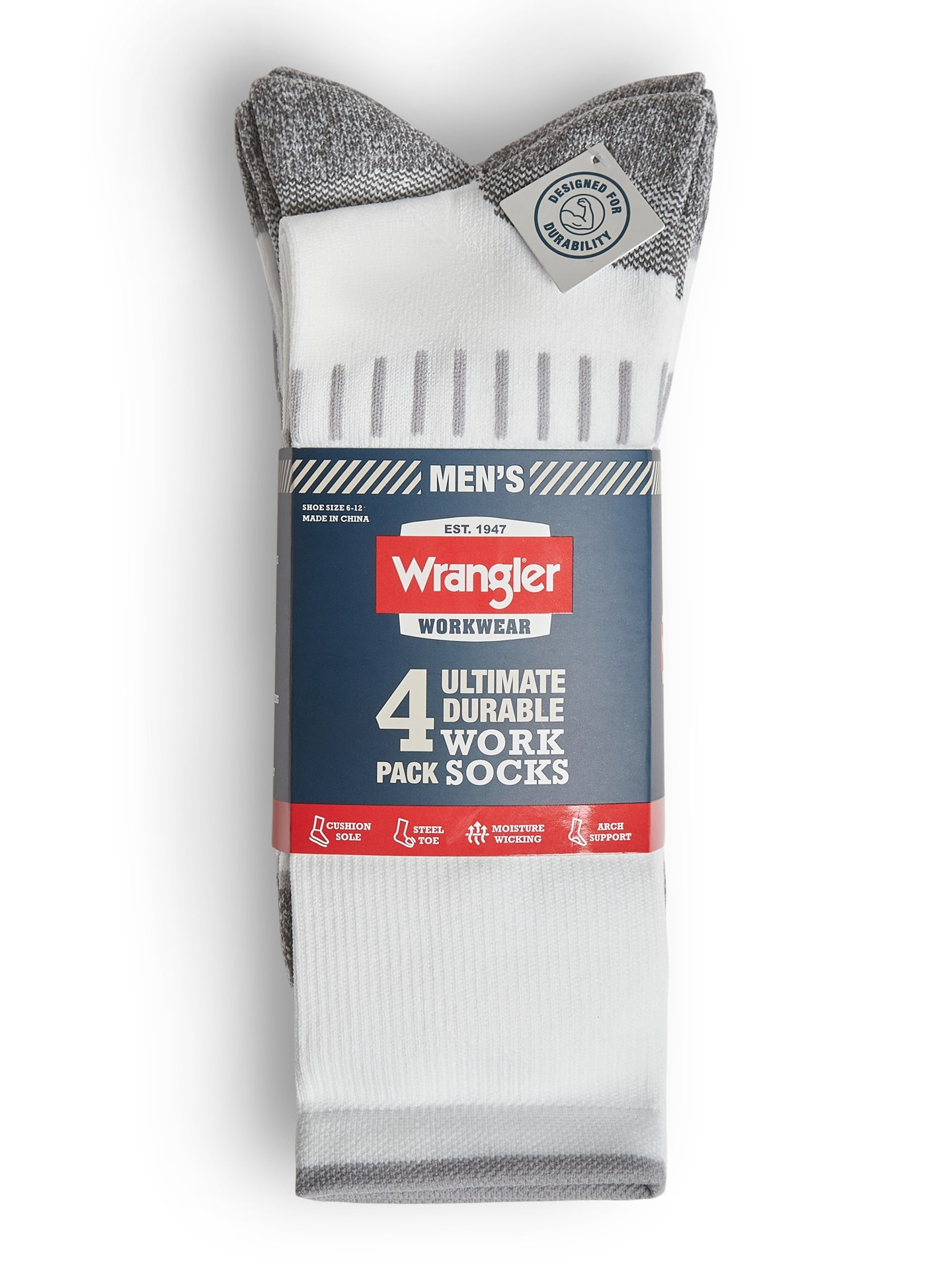 slide 4 of 4, Wrangler Men's Medium Nylon Crew Socks 4 -Pack, 1 ct