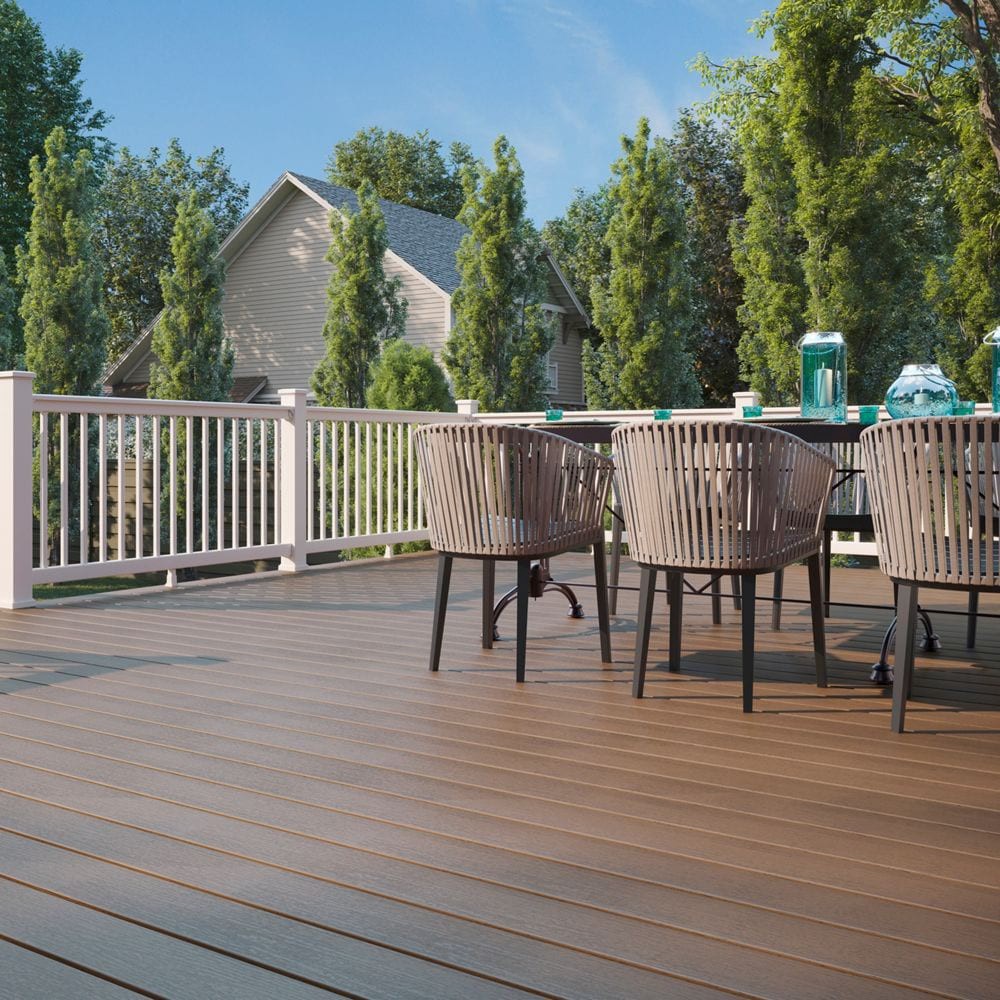 slide 2 of 6, Trex 4-in x 4-in x 4-ft Classic White PVC Deck Post sleeve, 1 ct