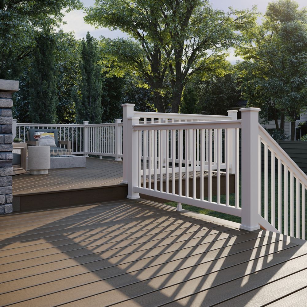 slide 5 of 6, Trex 4-in x 4-in x 4-ft Classic White PVC Deck Post sleeve, 1 ct