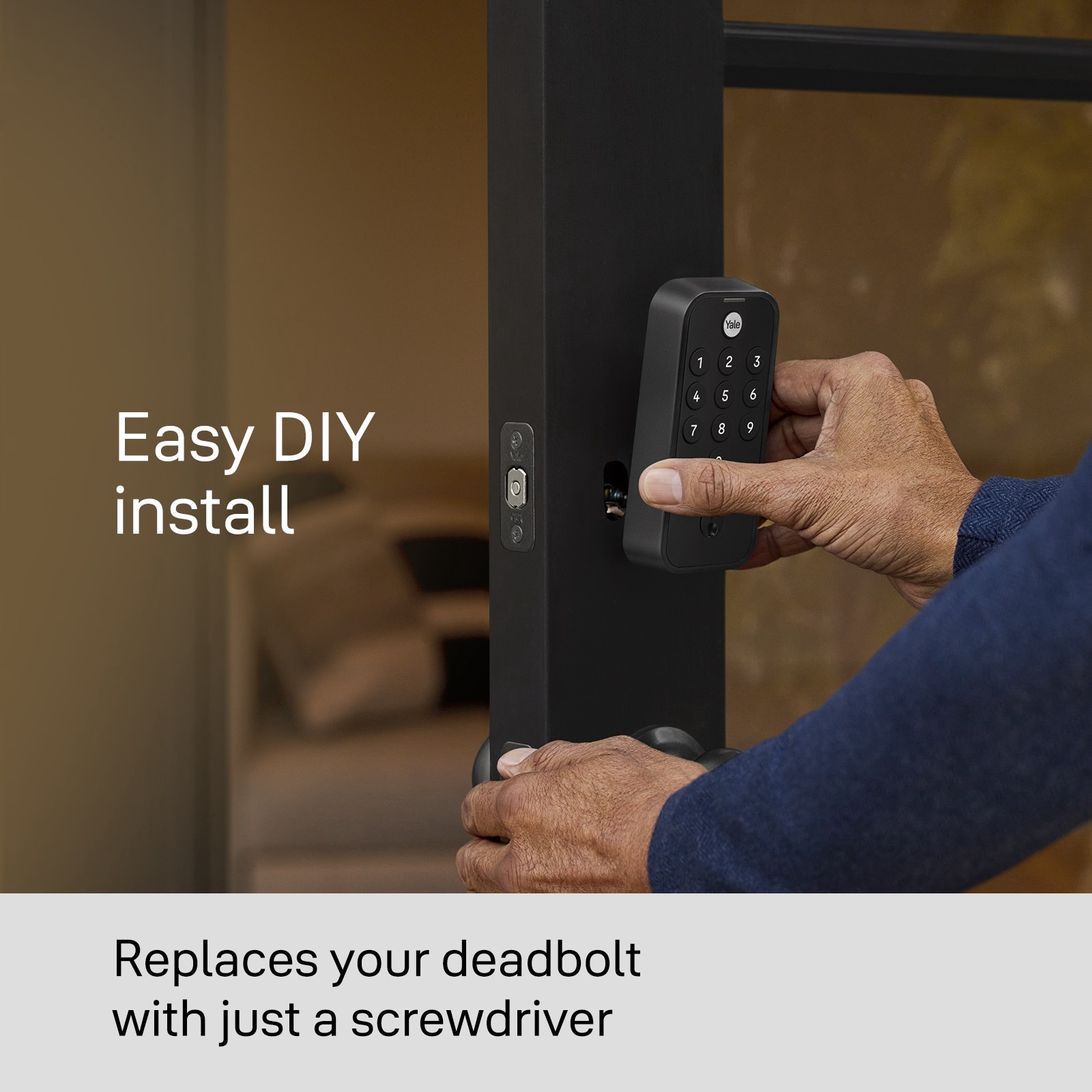 slide 4 of 6, Yale Code Black Suede Keypad Electronic Deadbolt Lock, 1 ct