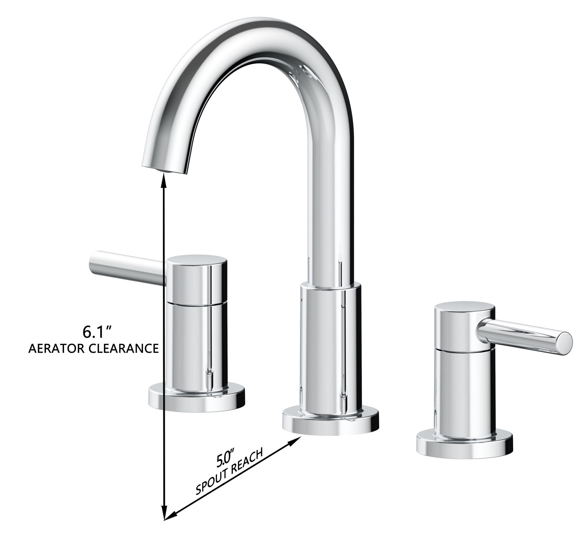 slide 5 of 6, allen + roth Harlow Simplefit Polished Chrome Widespread 2-handle WaterSense Mid-arc Residential Handle Bathroom Sink Faucet with Drain, 1 ct