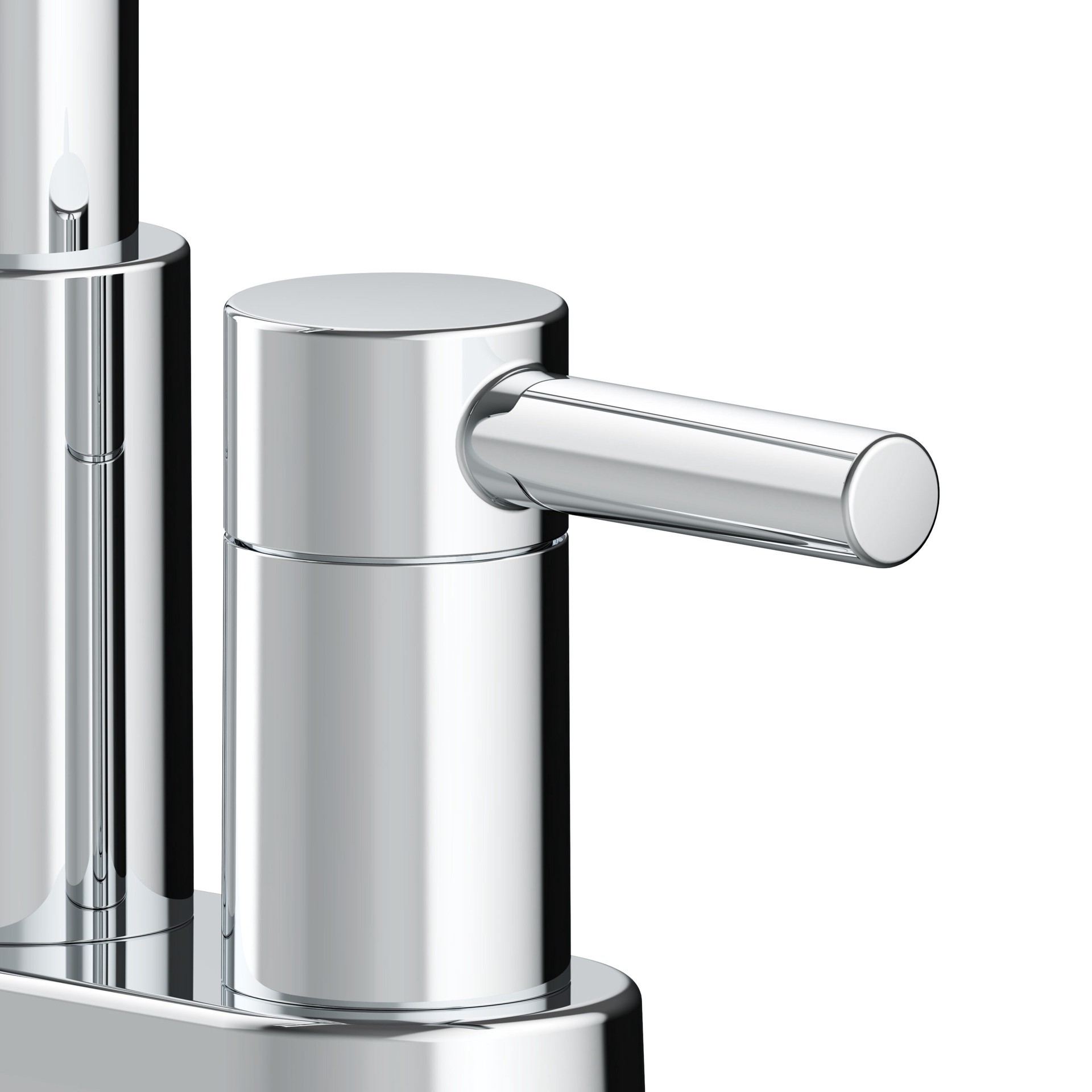 slide 6 of 6, allen + roth Harlow Simplefit Polished Chrome 4-in centerset 2-handle WaterSense Mid-arc Residential Handle Bathroom Sink Faucet with Drain with Deck Plate, 1 ct