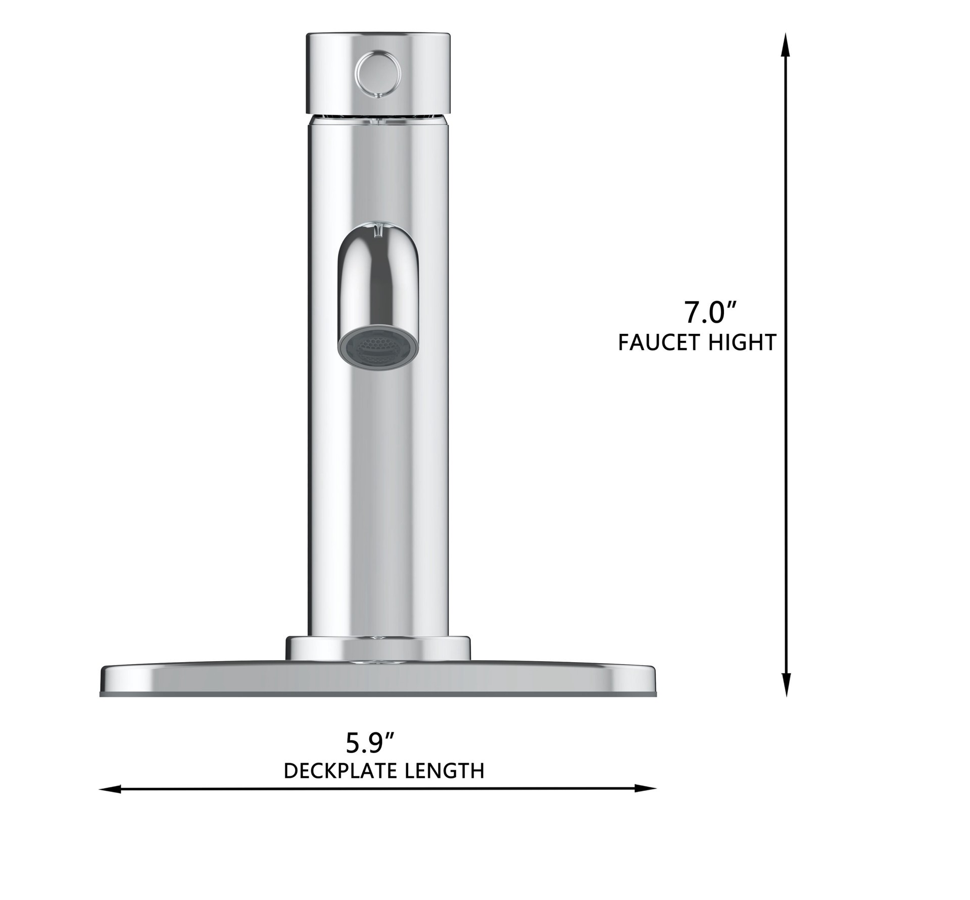slide 5 of 6, allen + roth Harlow Simplefit Polished Chrome Single hole 1-handle WaterSense Mid-arc Residential Handle Bathroom Sink Faucet with Drain with Deck Plate, 1 ct