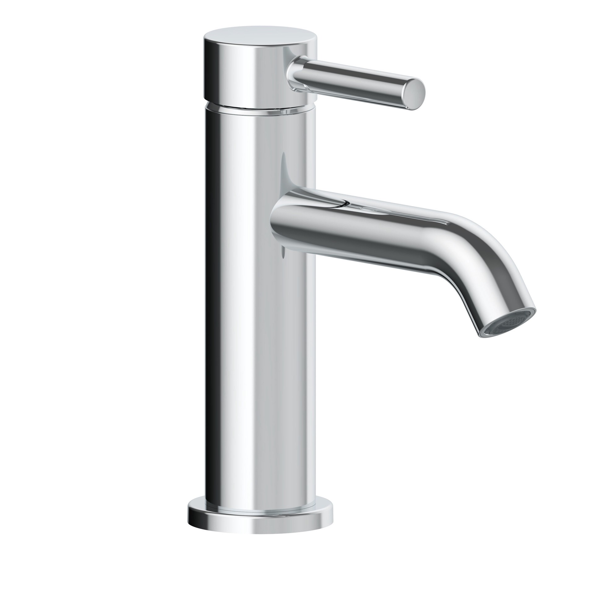 slide 6 of 6, allen + roth Harlow Simplefit Polished Chrome Single hole 1-handle WaterSense Mid-arc Residential Handle Bathroom Sink Faucet with Drain with Deck Plate, 1 ct