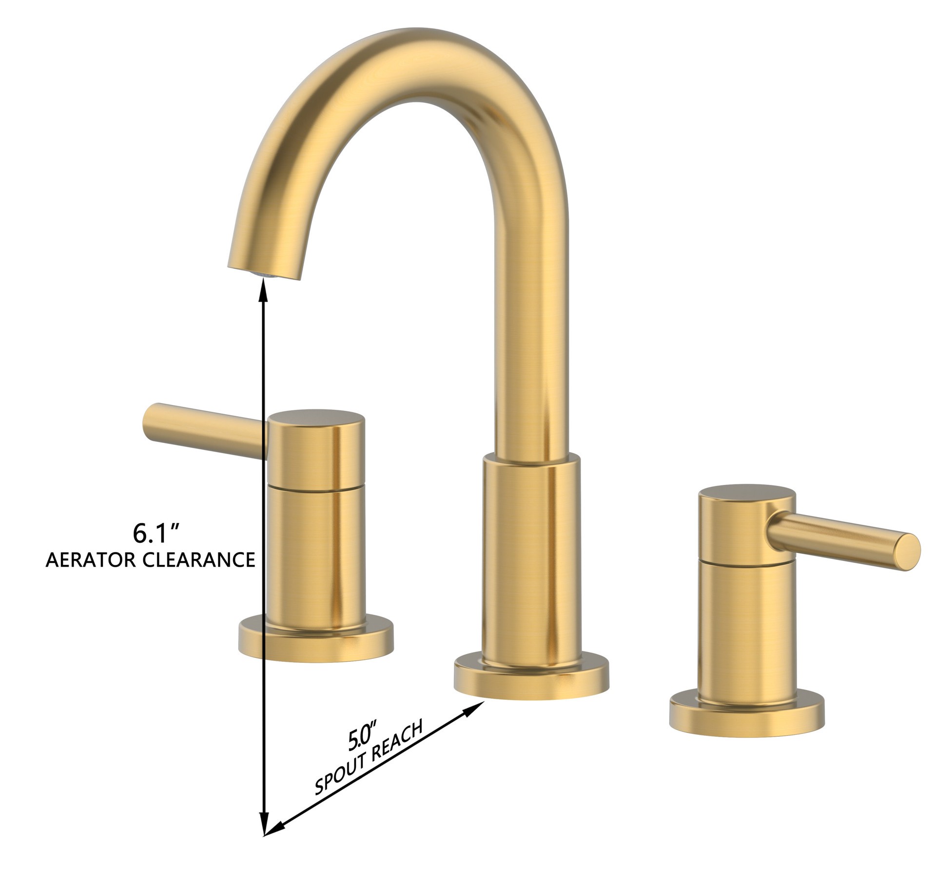 slide 4 of 6, allen + roth Harlow Simplefit Brushed Gold Widespread 2-handle WaterSense Mid-arc Residential Handle Bathroom Sink Faucet with Drain, 1 ct