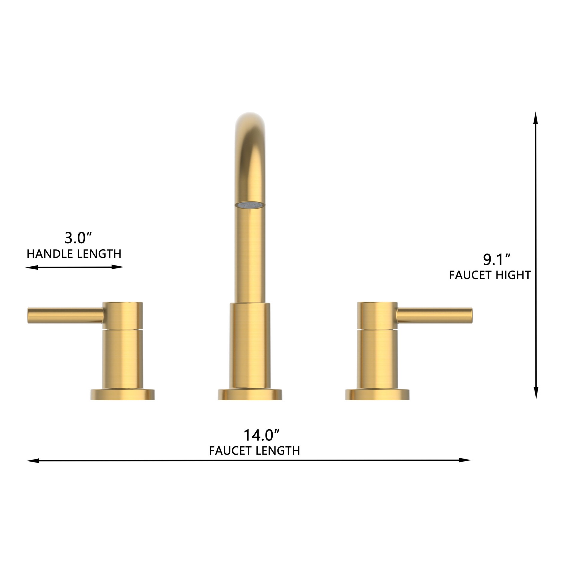 slide 5 of 6, allen + roth Harlow Simplefit Brushed Gold Widespread 2-handle WaterSense Mid-arc Residential Handle Bathroom Sink Faucet with Drain, 1 ct