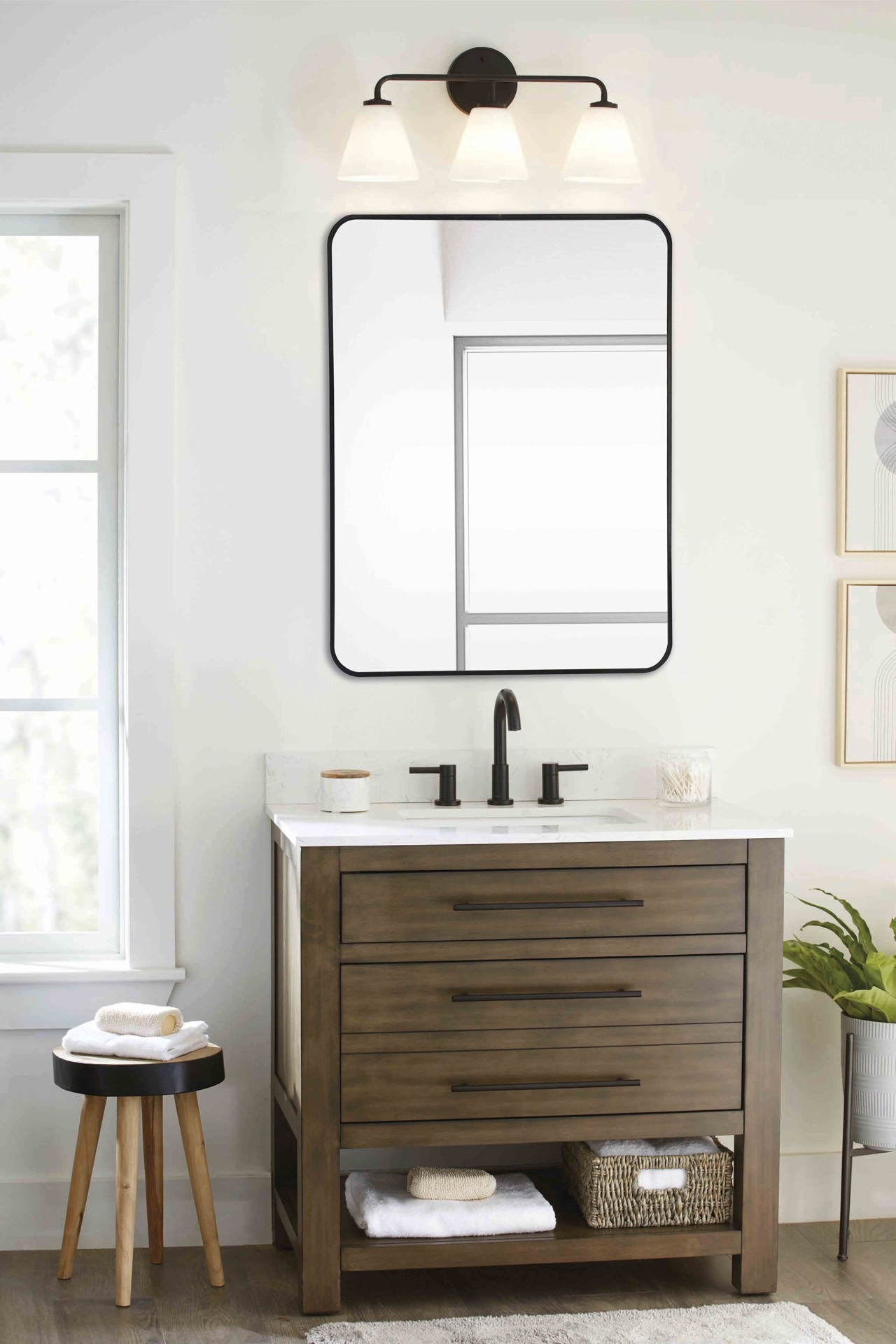 slide 6 of 6, Origin 21 22-in W x 30.0-in H Rectangle Black Framed Wall Mirror, 1 ct