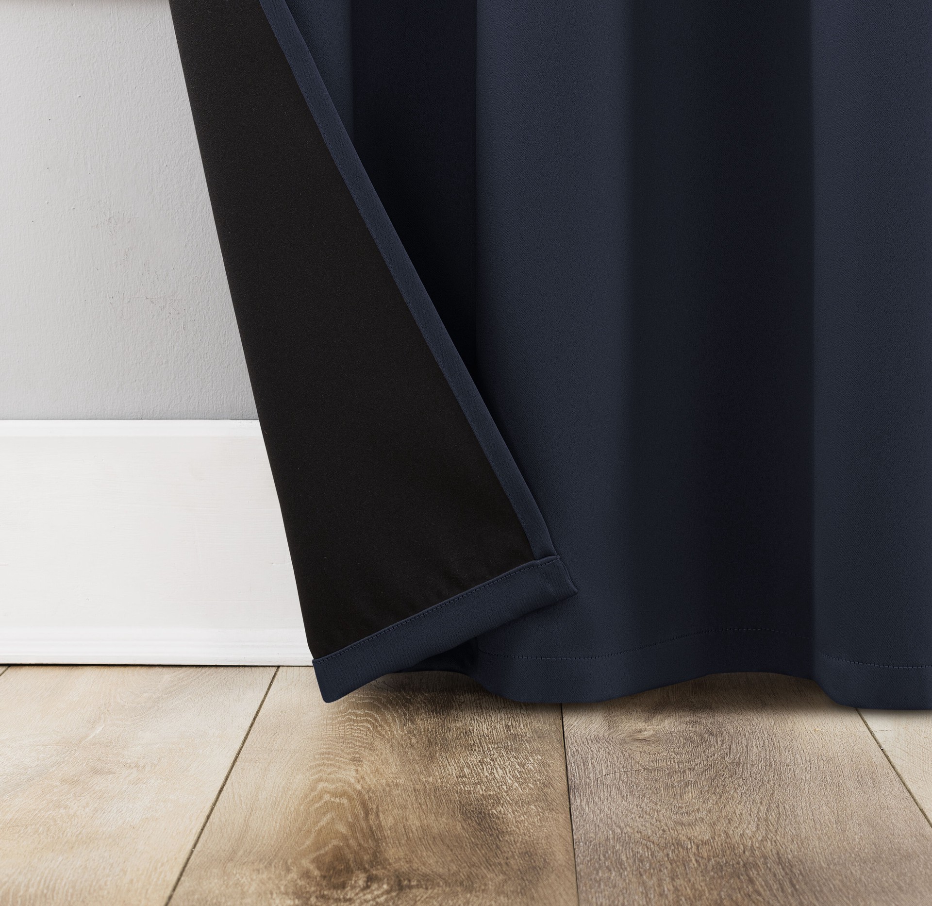 slide 4 of 6, Sun Zero 84-in Navy Blackout Interlined Grommet Curtain panel pair, 1 ct