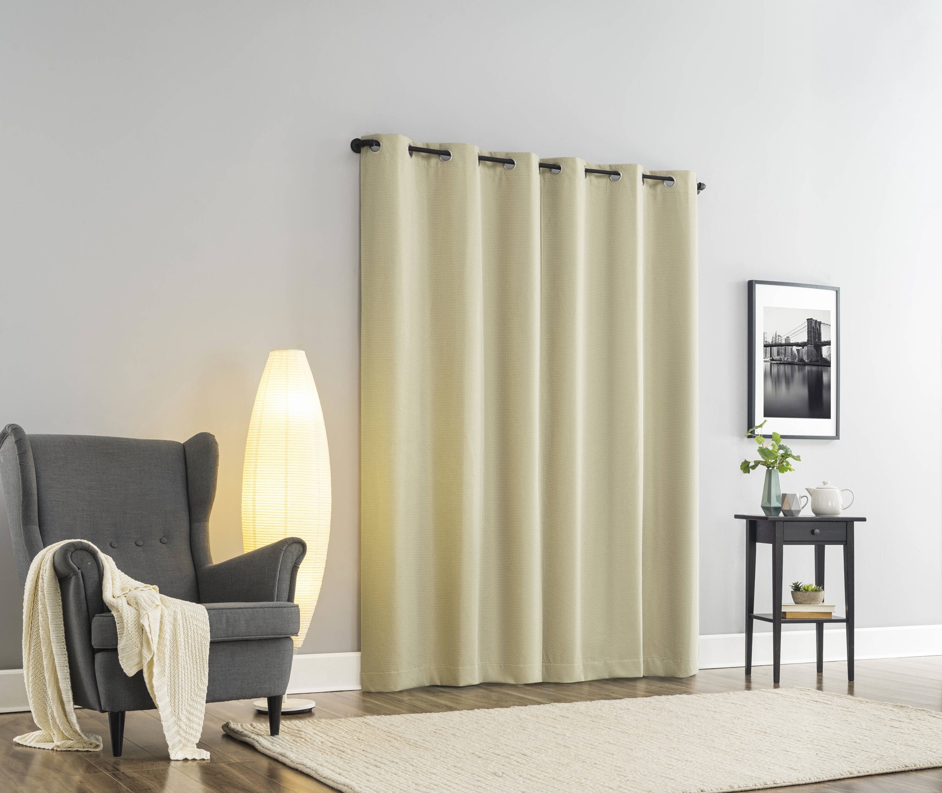 slide 5 of 6, Sun Zero 84-in Taupe Blackout Thermal lined Grommet Single curtain panel, 1 ct
