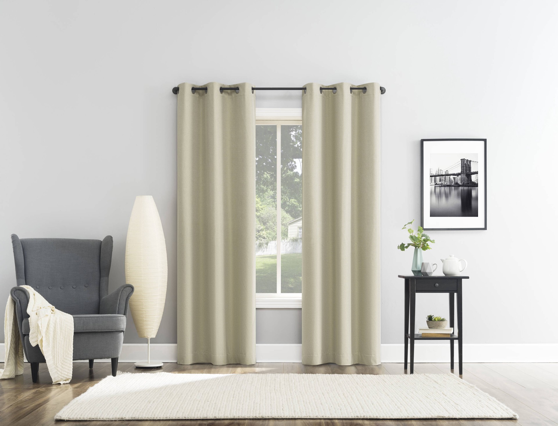 slide 1 of 6, Sun Zero 84-in Taupe Blackout Thermal lined Grommet Single curtain panel, 1 ct