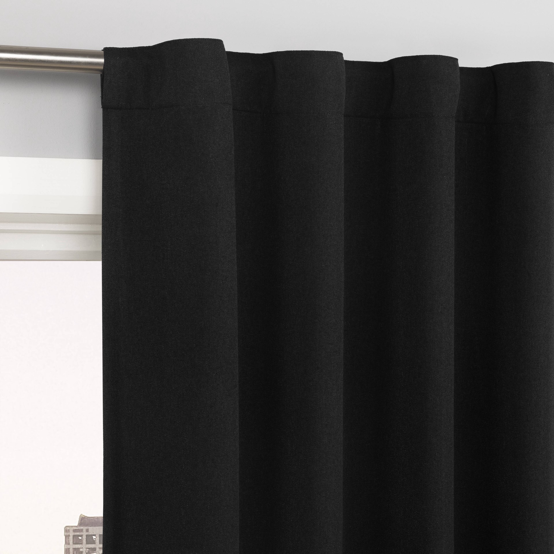 slide 2 of 6, Sun Zero 84-in Black Blackout Standard lined Back tab Curtain panel pair, 1 ct