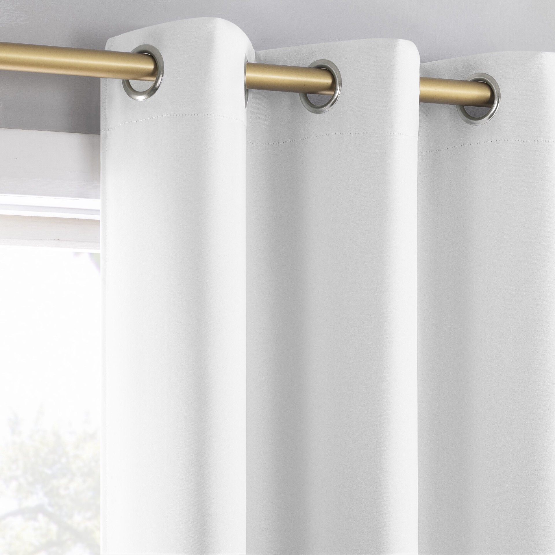 slide 2 of 6, Sun Zero 84-in White Blackout Interlined Grommet Curtain panel pair, 1 ct