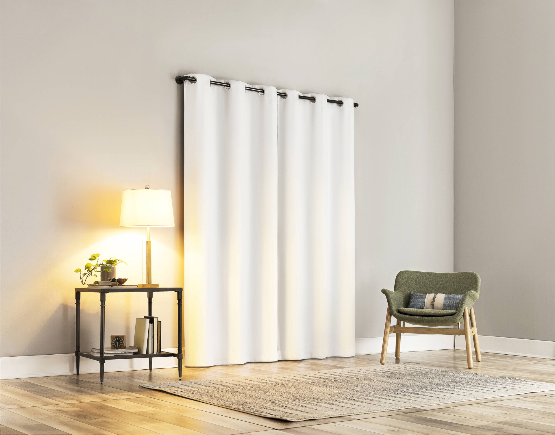 slide 5 of 6, Sun Zero 84-in White Blackout Interlined Grommet Curtain panel pair, 1 ct