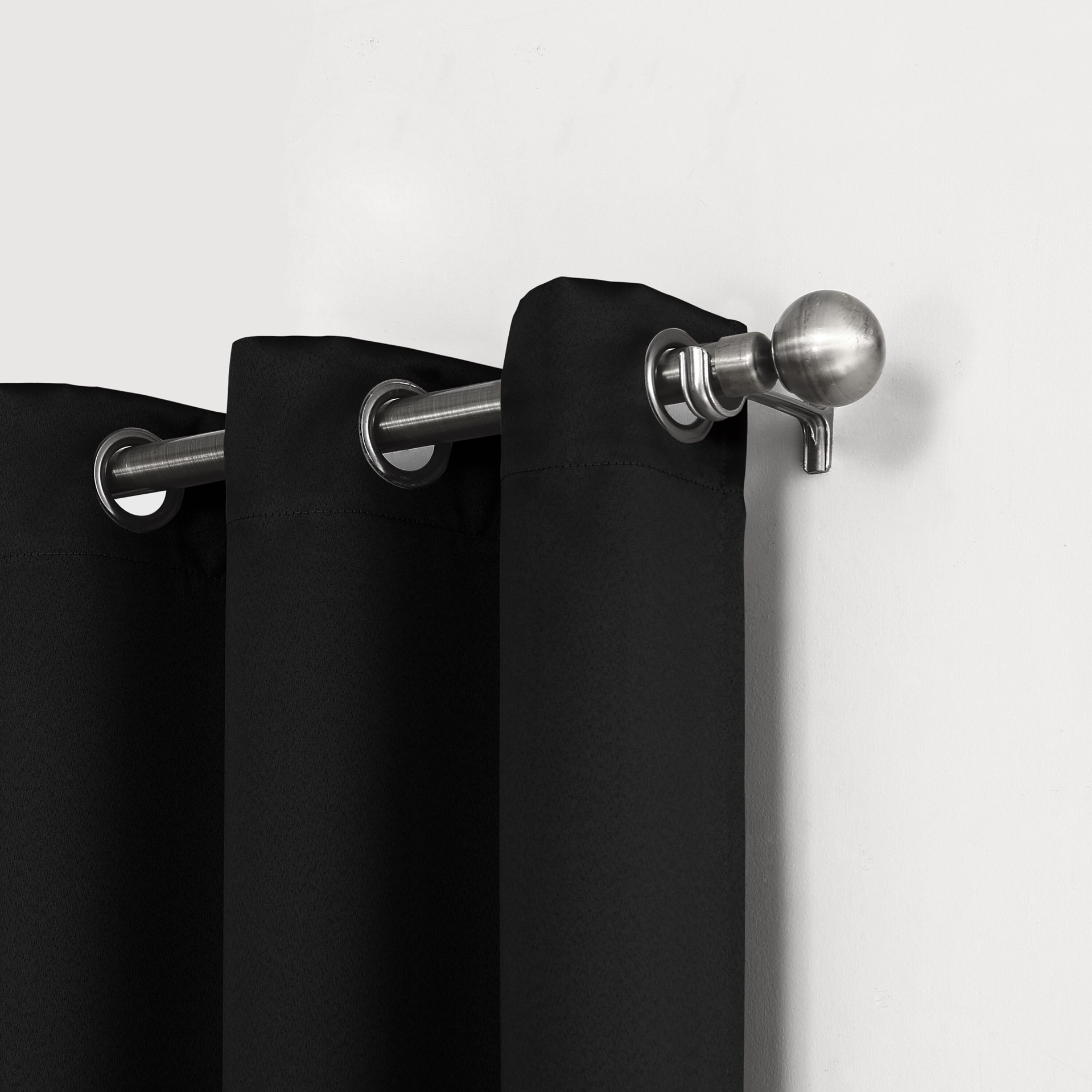 slide 2 of 6, Sun Zero 84-in Black Blackout Interlined Grommet Curtain panel pair, 1 ct