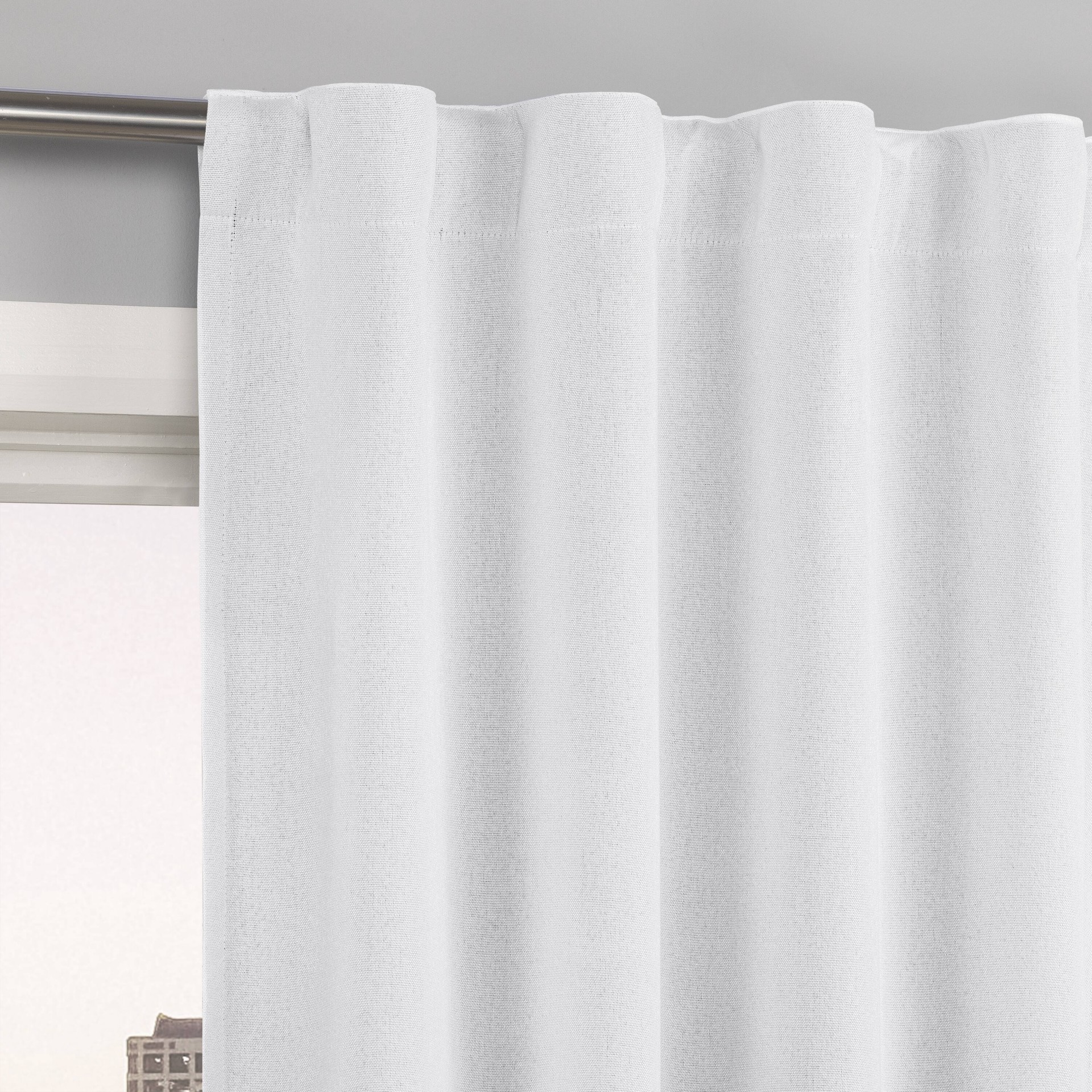 slide 2 of 6, Sun Zero 63-in Pearl Blackout Standard lined Back tab Curtain panel pair, 1 ct