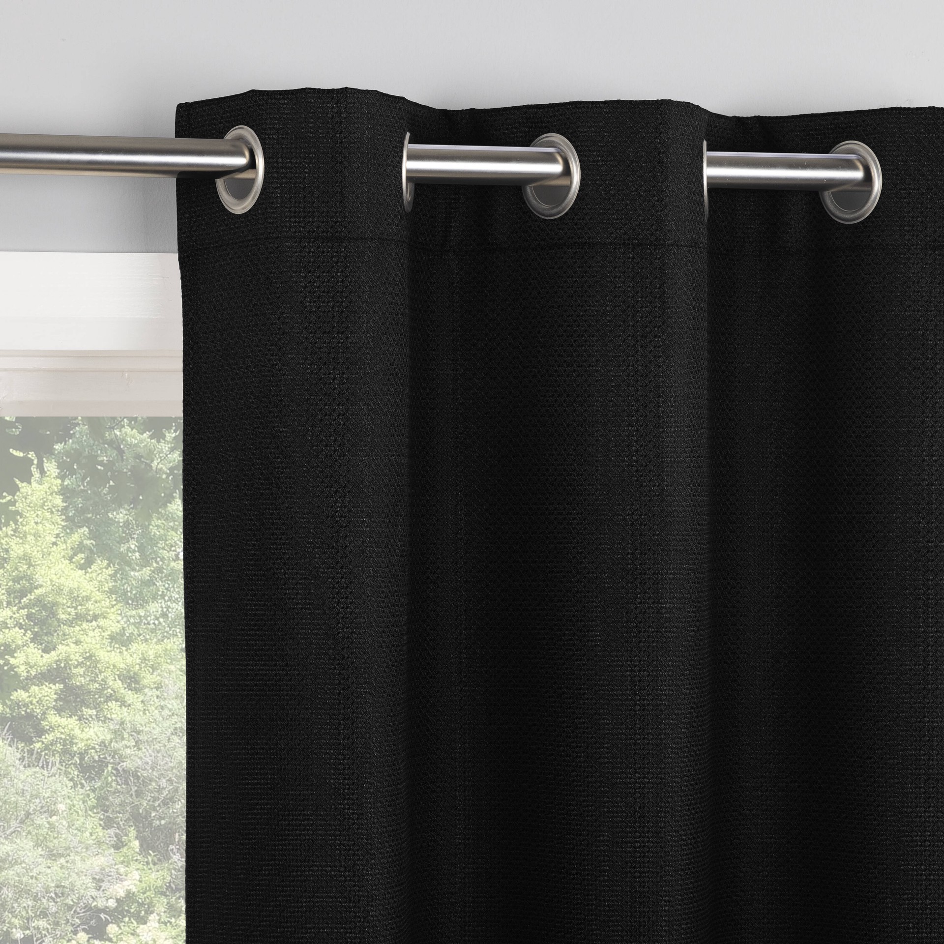 slide 2 of 6, Sun Zero 63-in Black Blackout Thermal lined Grommet Single curtain panel, 1 ct