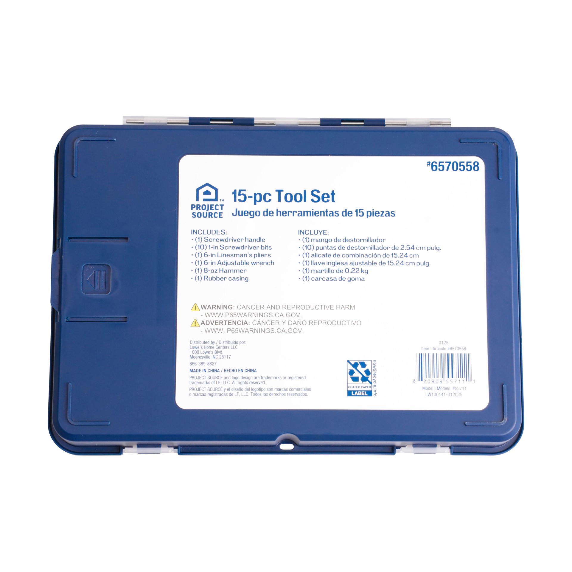 slide 2 of 6, Project Source 15 -Piece Household Tool Set with Hard Case, 1 ct