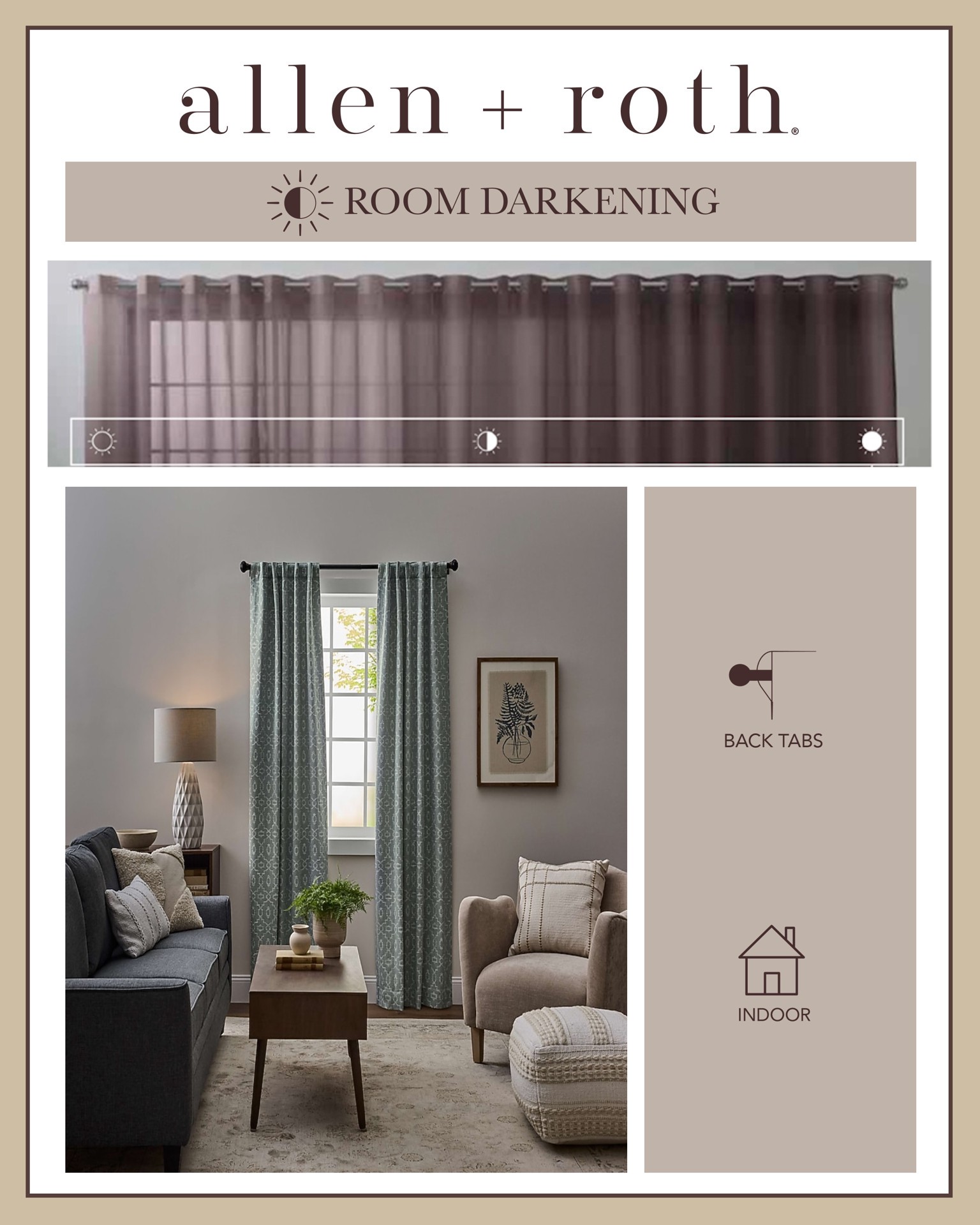 slide 2 of 5, allen + roth 84-in Green Trellis Room darkening Interlined Back tab Curtain panel pair, 1 ct