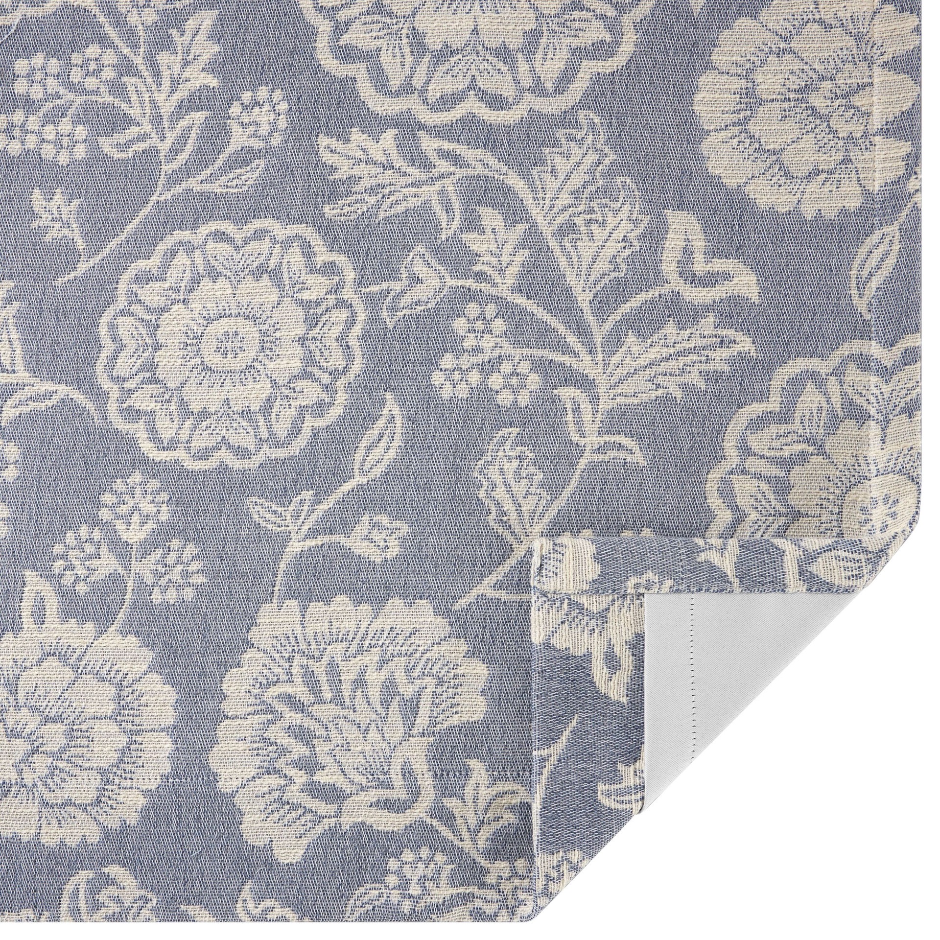 slide 3 of 5, allen + roth 84-in Indigo Floral Room darkening Interlined Back tab Single curtain panel, 1 ct