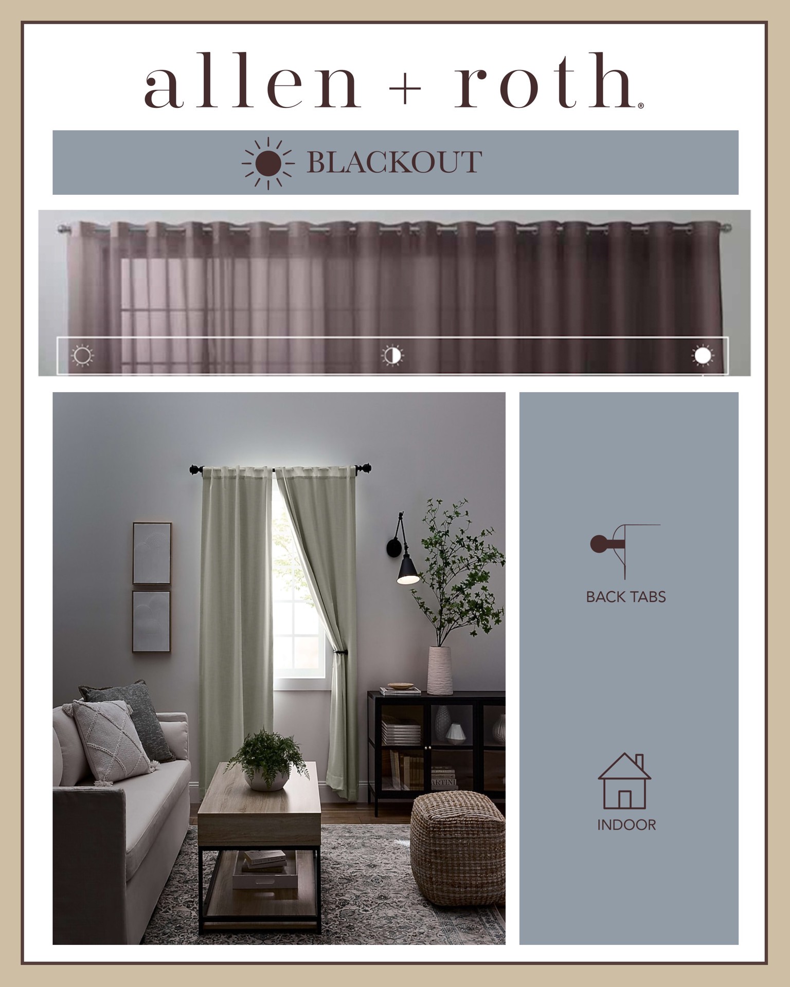 slide 2 of 5, allen + roth 84-in Ivory Blackout Interlined Back tab Curtain panel pair, 1 ct