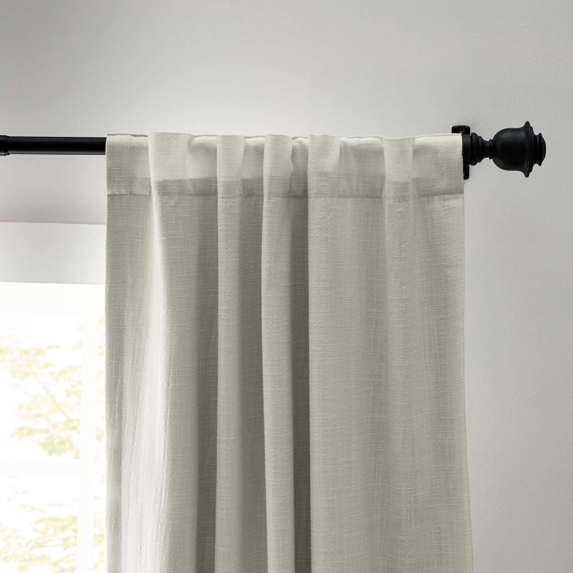 slide 4 of 5, allen + roth 84-in Ivory Blackout Interlined Back tab Curtain panel pair, 1 ct