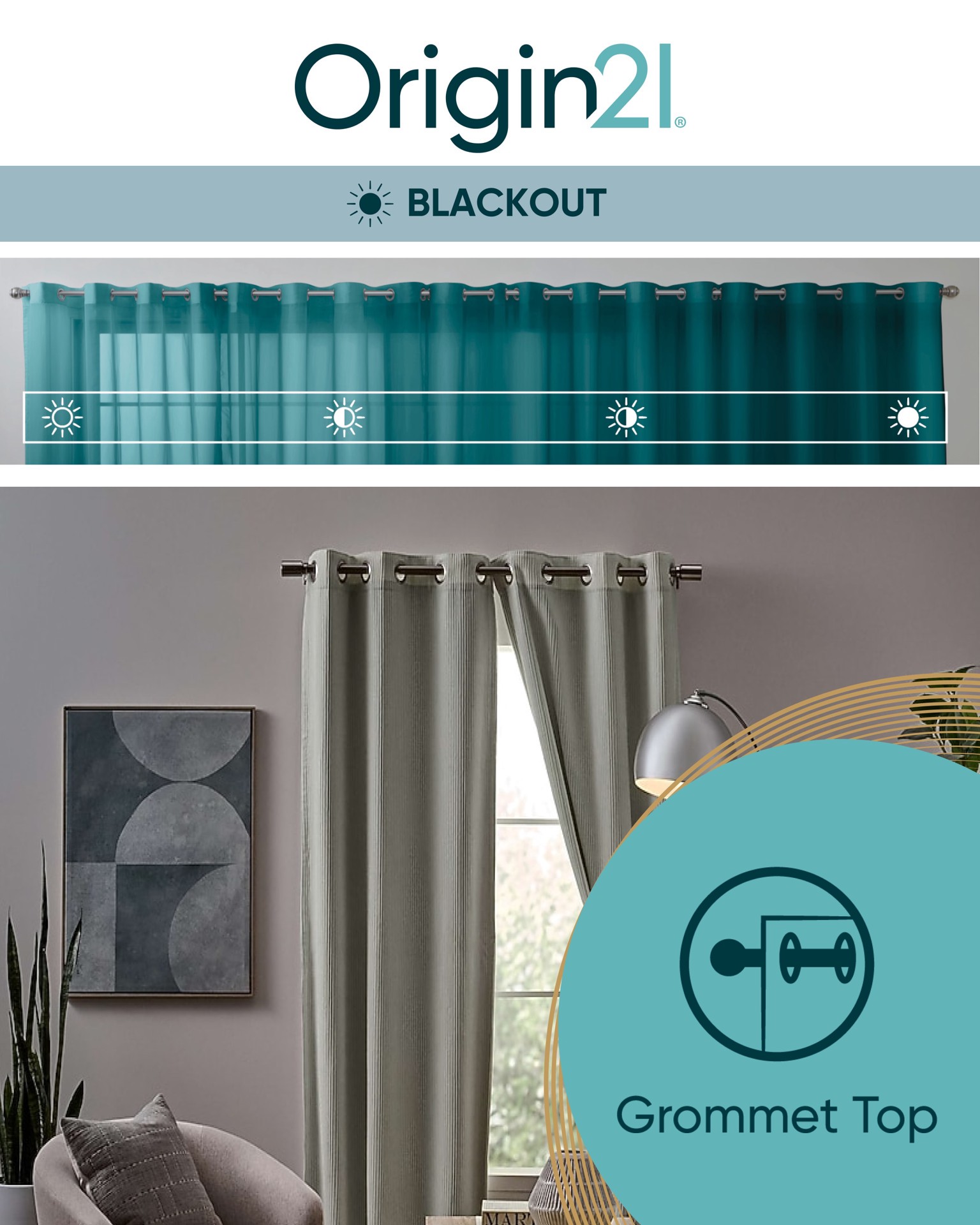 slide 2 of 4, Origin 21 84-in Ivory Blackout Interlined Grommet Curtain panel pair, 1 ct