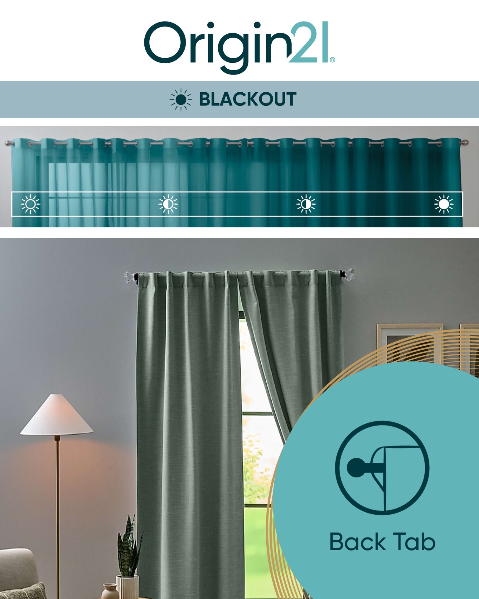 slide 2 of 5, Origin 21 84-in Green Polka dot Blackout Interlined Back tab Curtain panel pair, 1 ct