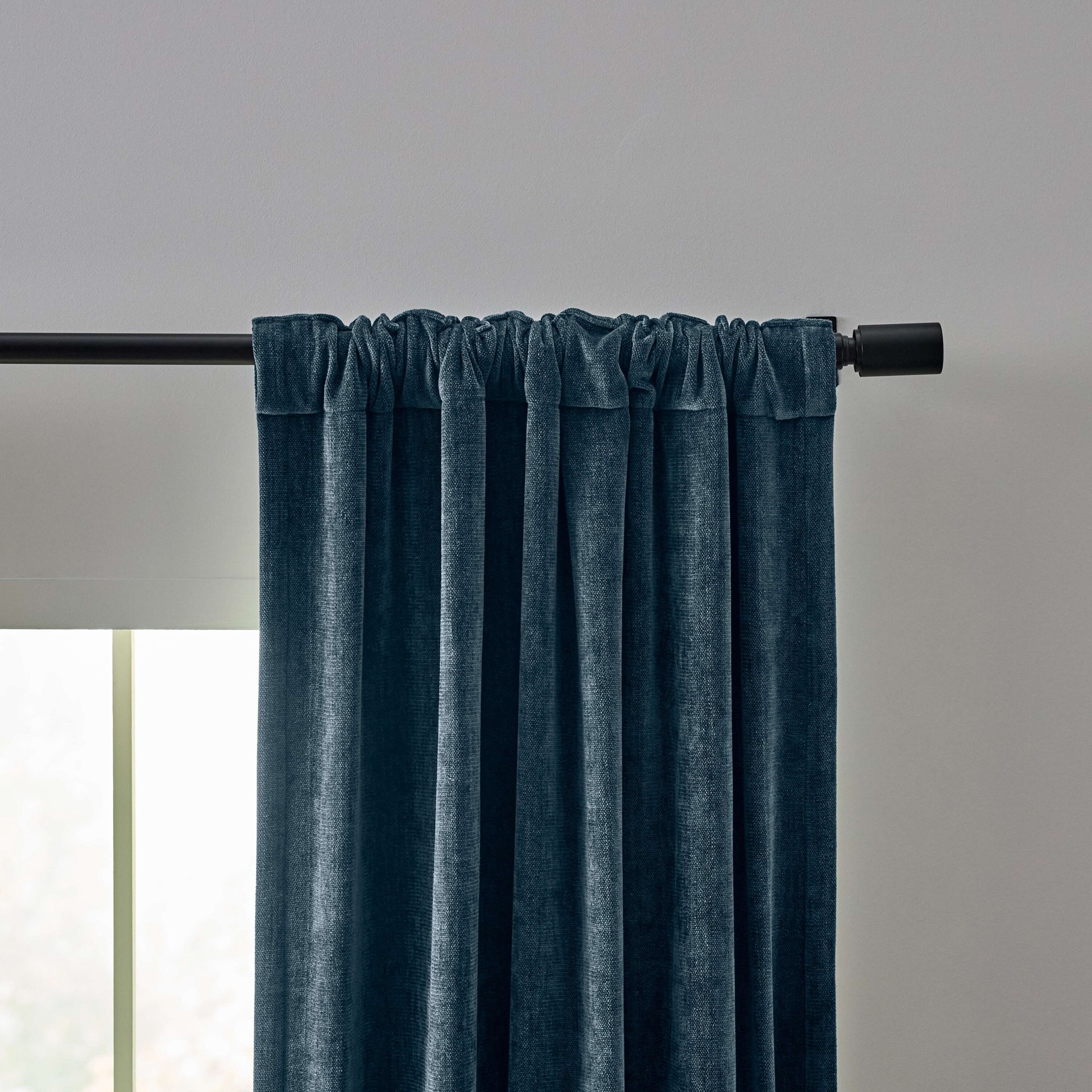 slide 5 of 5, Origin 21 84-in Teal Blackout Interlined Back tab Single curtain panel, 1 ct