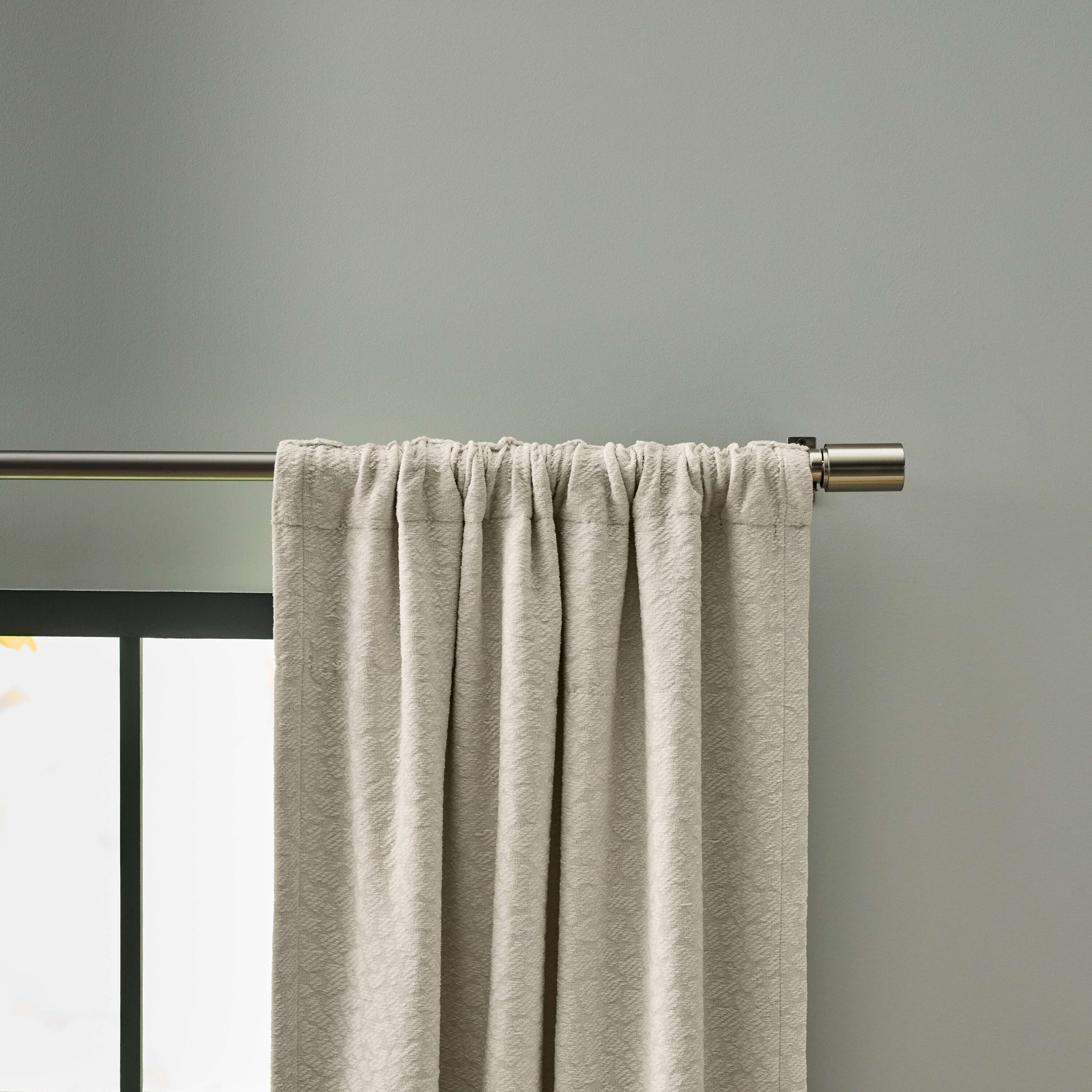 slide 5 of 5, Origin 21 84-in Bone Room darkening Interlined Back tab Curtain panel pair, 1 ct