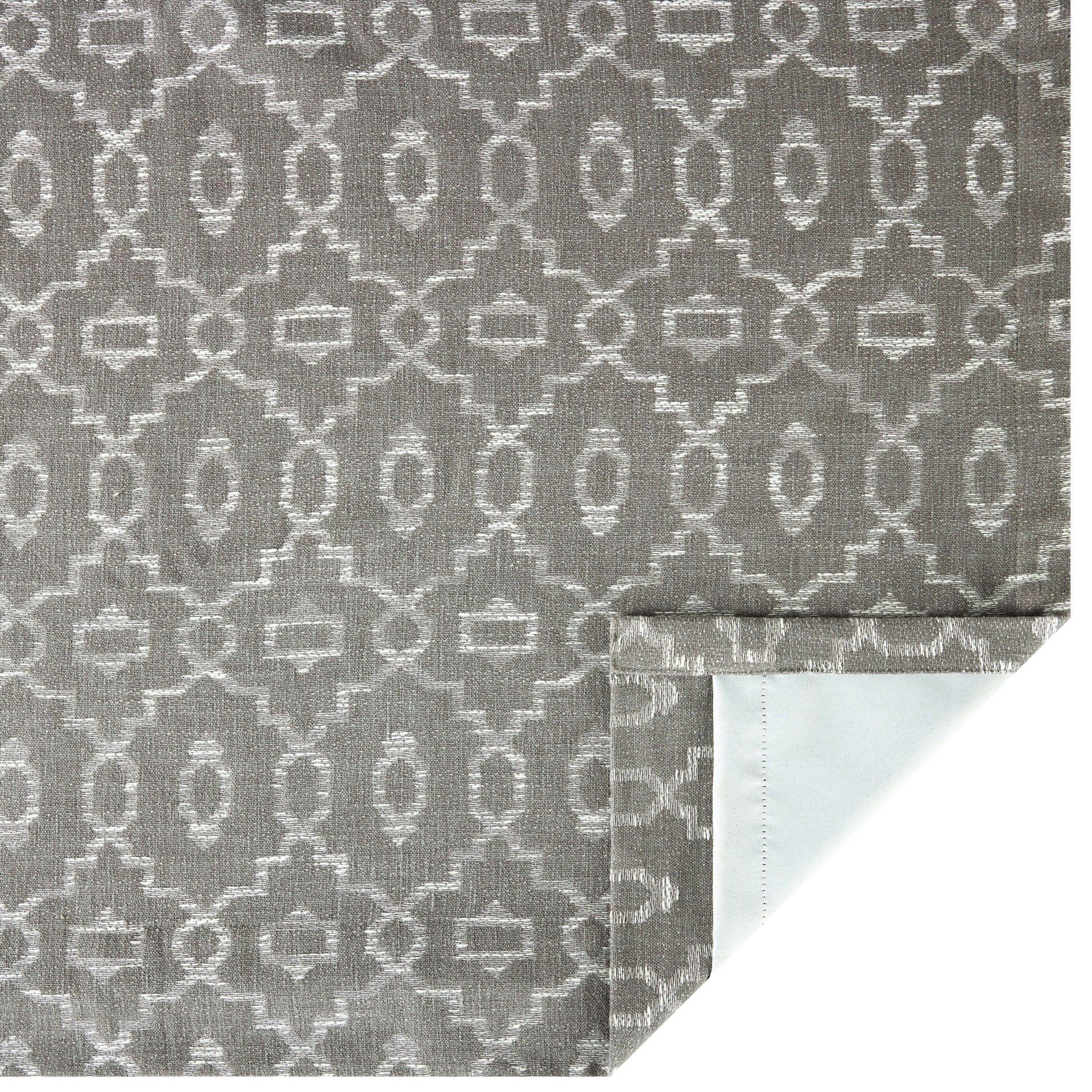 slide 3 of 5, allen + roth 84-in Grey Trellis Room darkening Interlined Back tab Curtain panel pair, 1 ct
