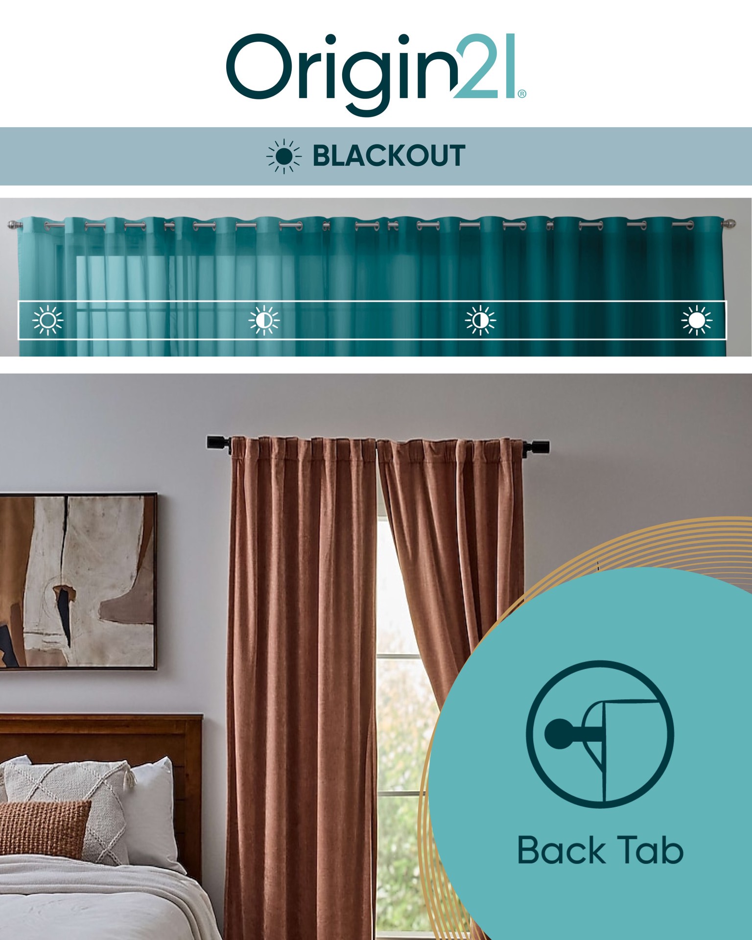 slide 2 of 5, Origin 21 84-in Blush Blackout Interlined Back tab Single curtain panel, 1 ct