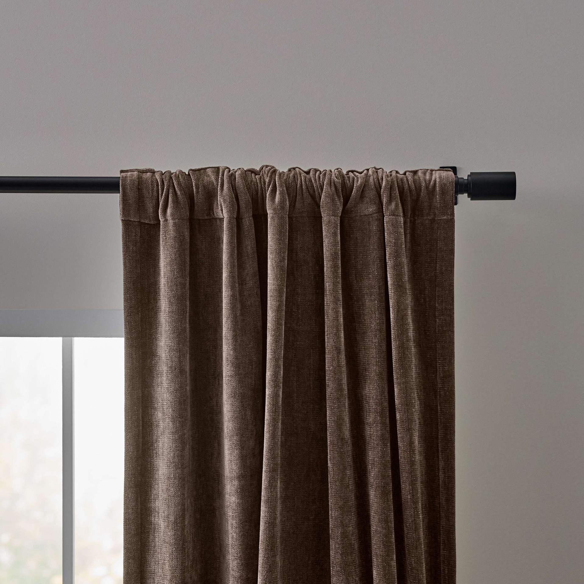 slide 5 of 5, Origin 21 84-in Taupe Blackout Interlined Back tab Single curtain panel, 1 ct