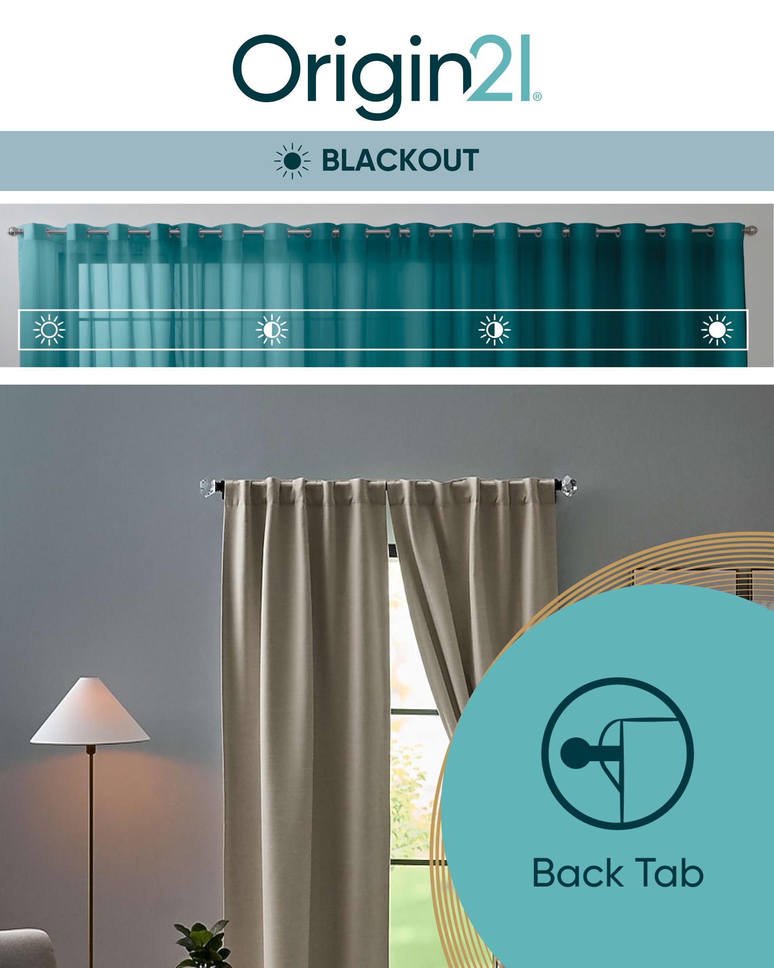 slide 2 of 5, Origin 21 84-in Sand Grain Polka dot Blackout Interlined Back tab Curtain panel pair, 1 ct