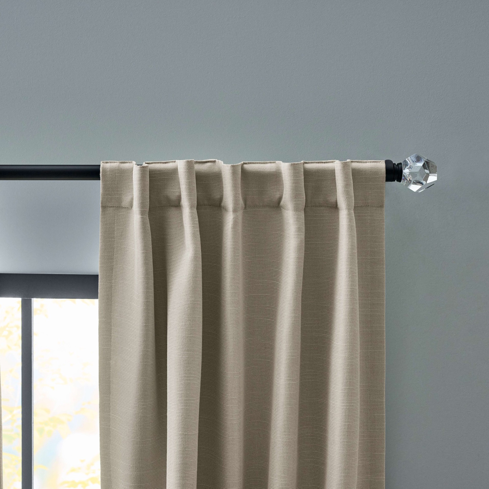 slide 4 of 5, Origin 21 84-in Sand Grain Polka dot Blackout Interlined Back tab Curtain panel pair, 1 ct