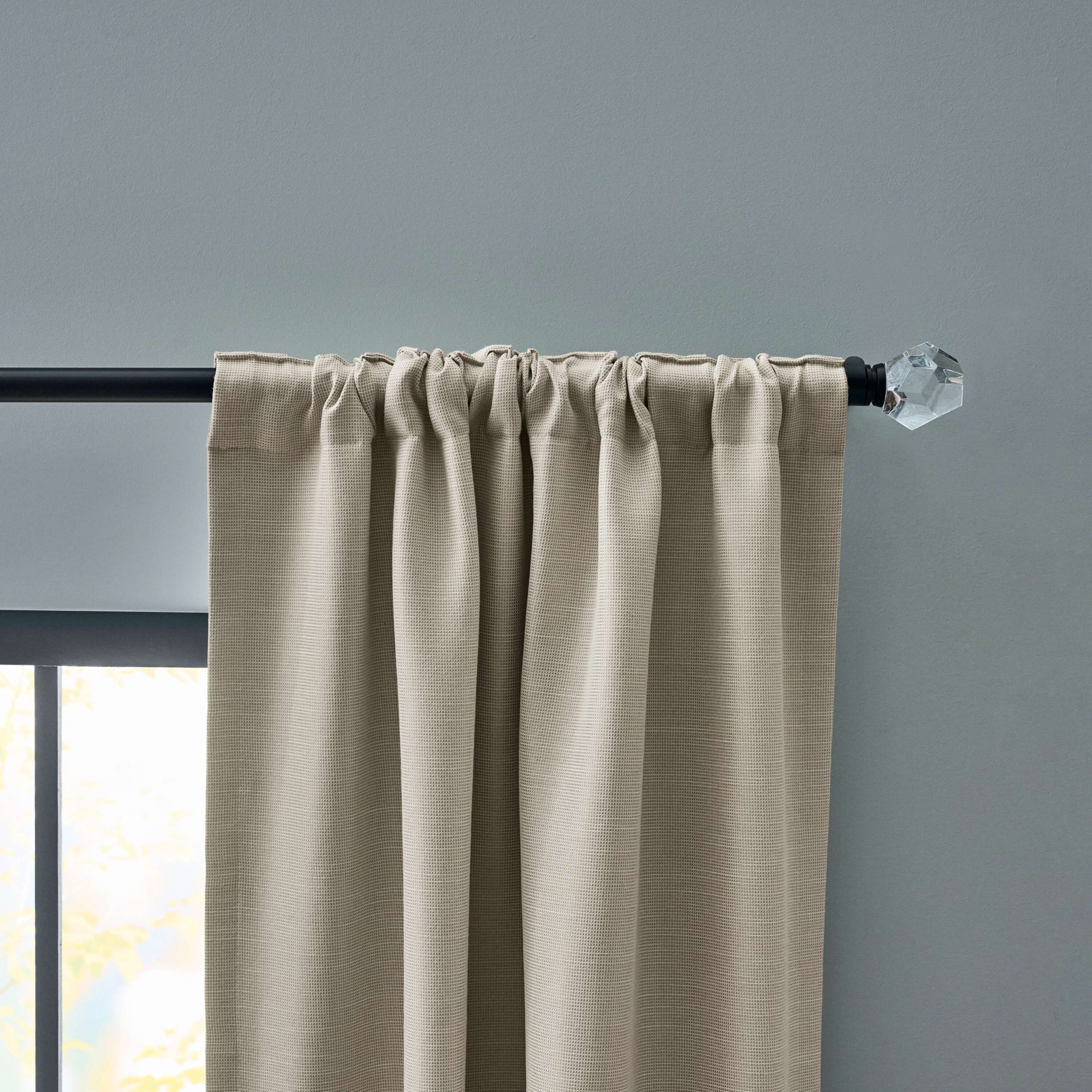 slide 5 of 5, Origin 21 84-in Sand Grain Polka dot Blackout Interlined Back tab Curtain panel pair, 1 ct