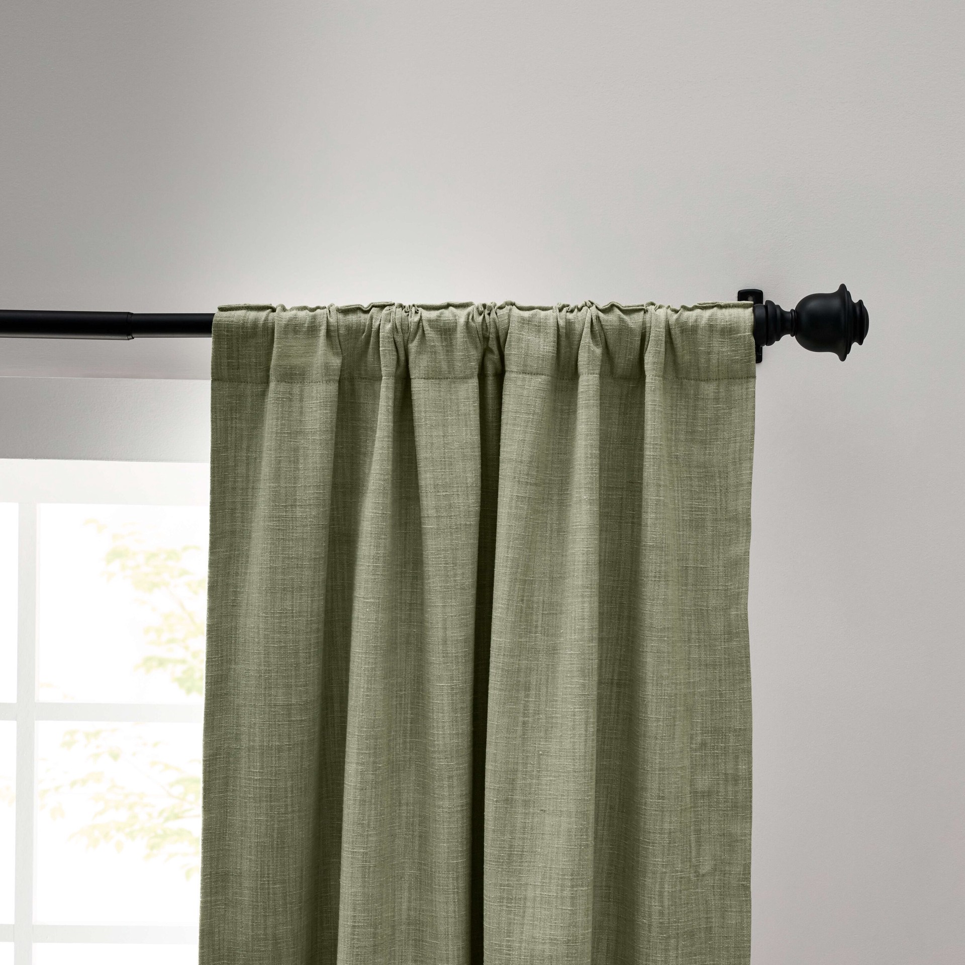 slide 5 of 5, allen + roth 84-in Green Blackout Interlined Back tab Curtain panel pair, 1 ct