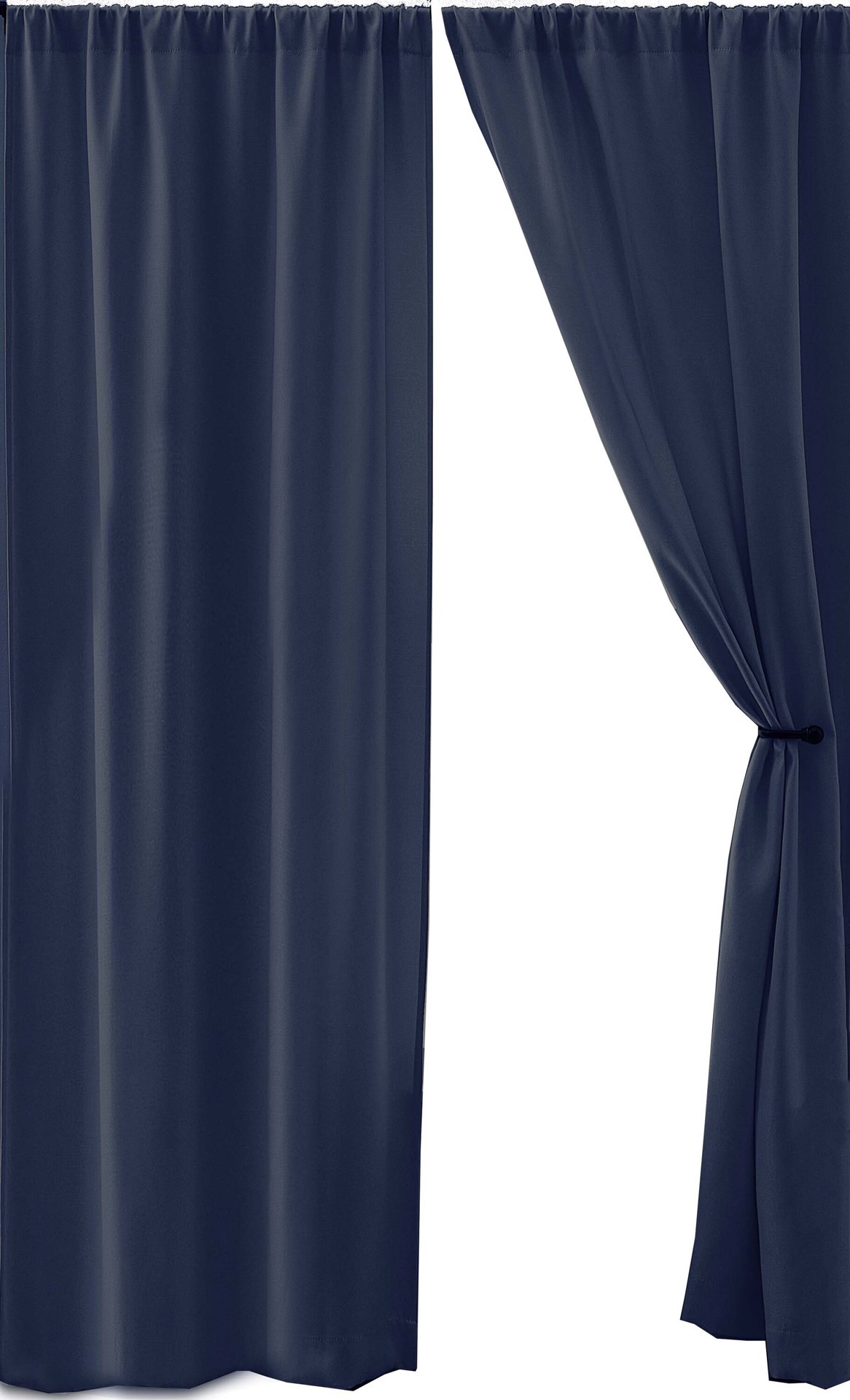 slide 4 of 4, Style Selections 84-in Insignia Blue Blackout Rod pocket Curtain panel pair, 1 ct