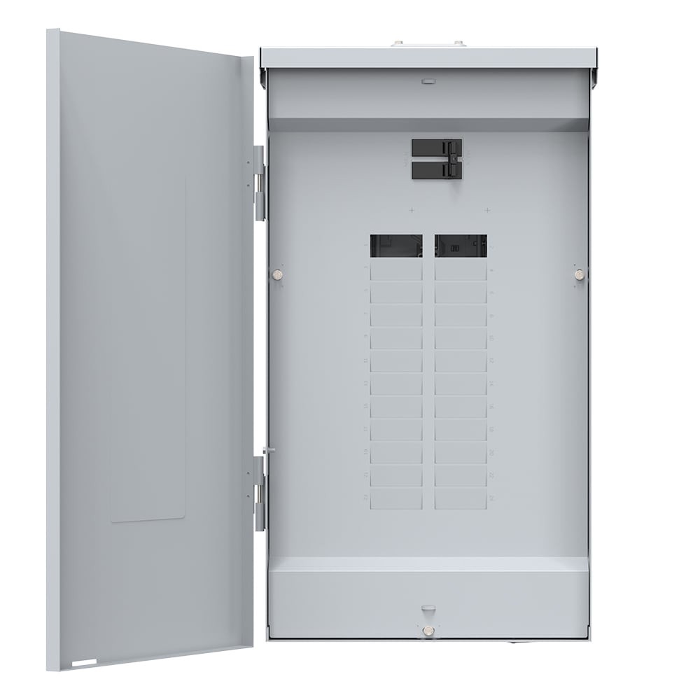 slide 1 of 6, ABB ReliaHome P-Series 125 -Amp 24 -Spaces 48 -Circuit Outdoor Main Breaker Plug-On Neutral Load Center, 1 ct