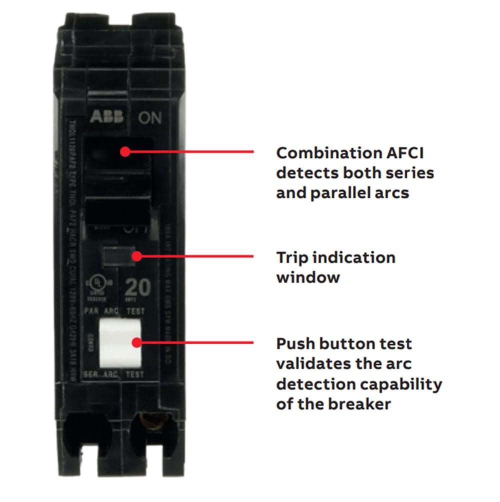 slide 4 of 6, ABB 20-amp 1 -Pole Combination arc fault Circuit Breaker, 1 ct