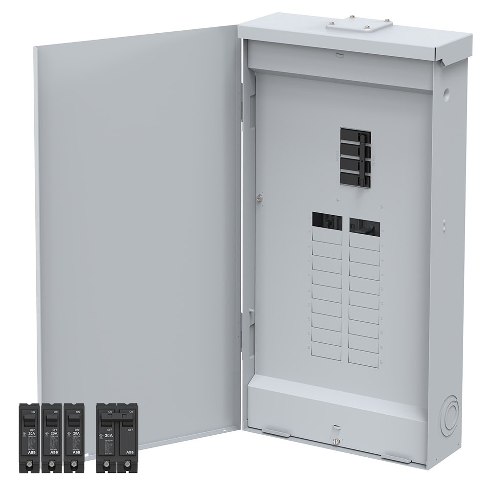 slide 6 of 6, ABB ReliaHome P-Series 200 -Amp 20 -Spaces 40 -Circuit Outdoor Main Breaker Plug-On Neutral Load Center (Value Pack), 1 ct