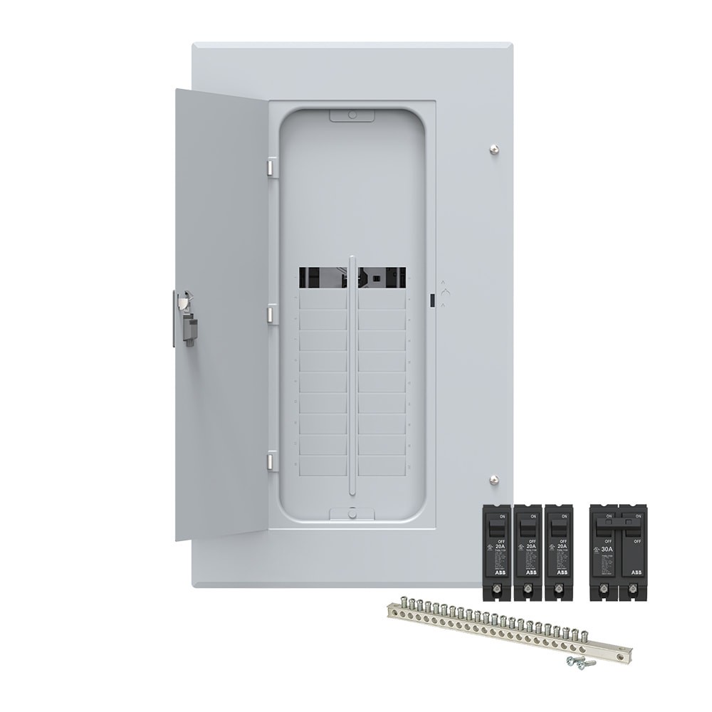 slide 1 of 6, ABB ReliaHome P-Series 200 -Amp 20 -Spaces 40 -Circuit Indoor Main Lug Plug-On Neutral Load Center (Value Pack), 1 ct