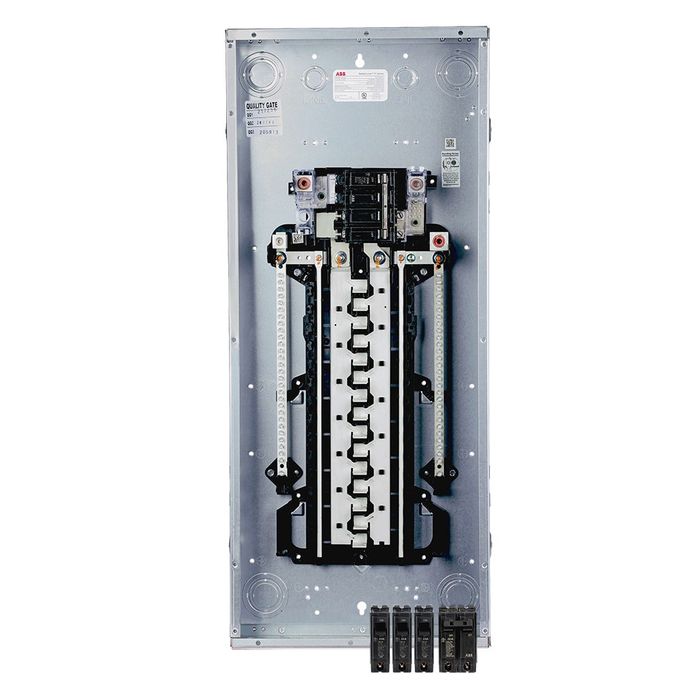 slide 5 of 6, ABB ReliaHome P-Series 200 -Amp 30 -Spaces 60 -Circuit Indoor Main Breaker Plug-On Neutral Load Center (Value Pack), 1 ct