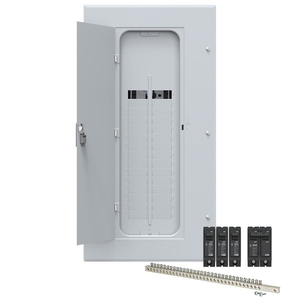 slide 1 of 6, ABB ReliaHome P-Series 200 -Amp 30 -Spaces 60 -Circuit Indoor Main Lug Plug-On Neutral Load Center (Value Pack), 1 ct