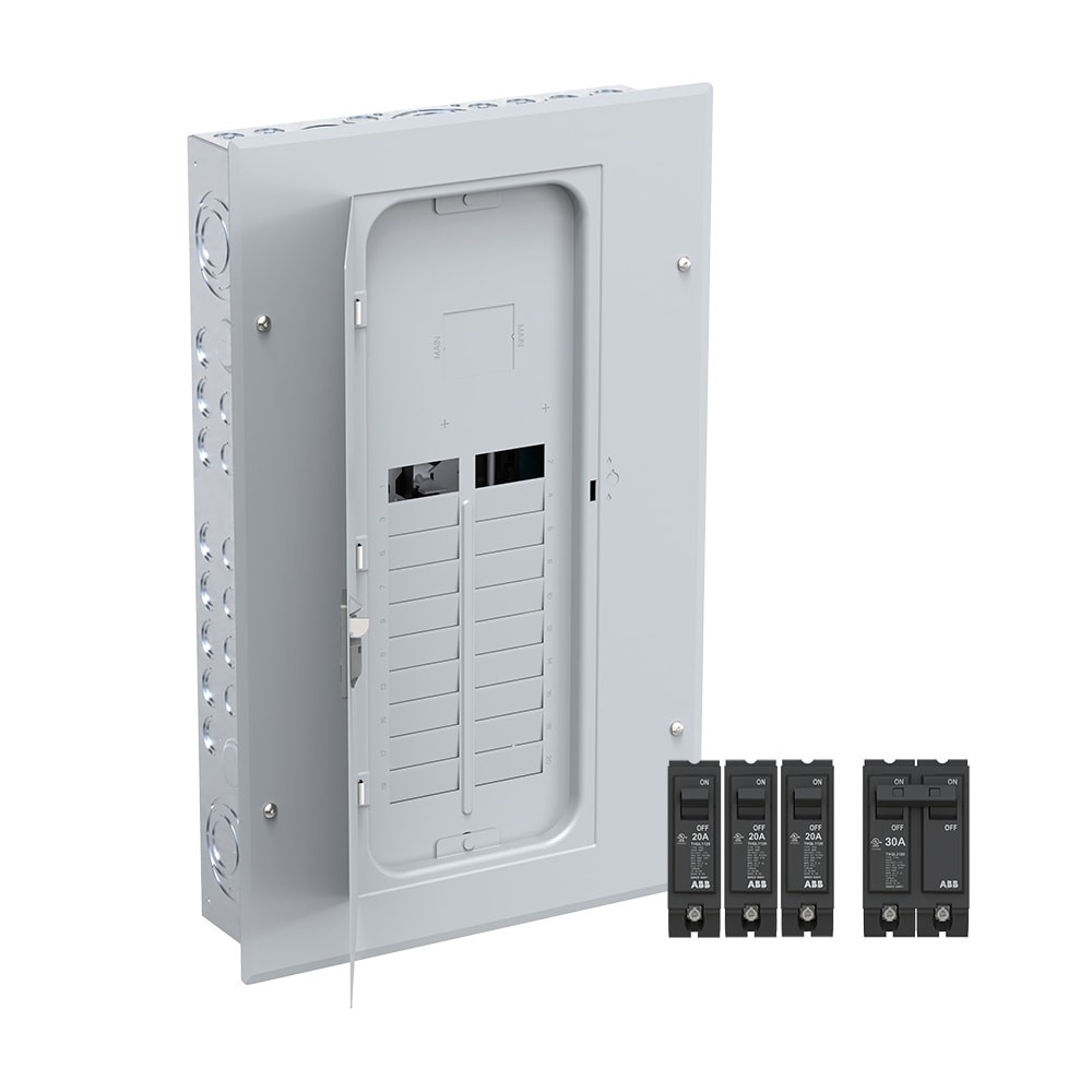 slide 6 of 6, ABB ReliaHome P-Series 100 -Amp 20 -Spaces 40 -Circuit Indoor Main Breaker Plug-On Neutral Load Center (Value Pack), 1 ct