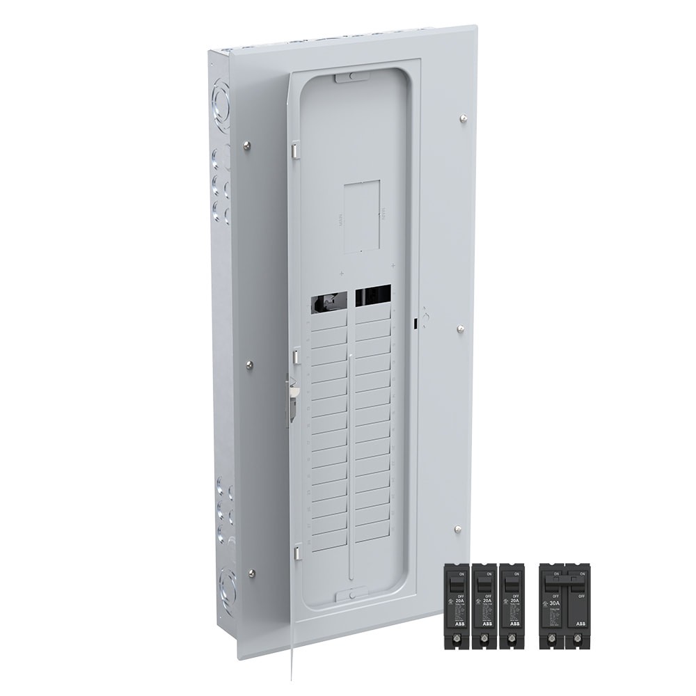 slide 6 of 6, ABB ReliaHome P-Series 150 -Amp 30 -Spaces 60 -Circuit Outdoor Main Breaker Plug-On Neutral Load Center (Value Pack), 1 ct